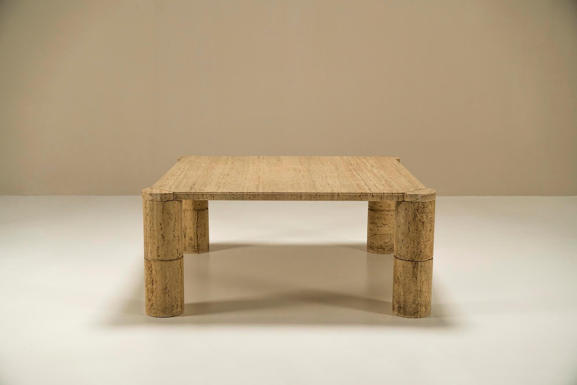 Travertine_Square_Coffee_Table_with_Cylindrical_Legs,_France,_1970s