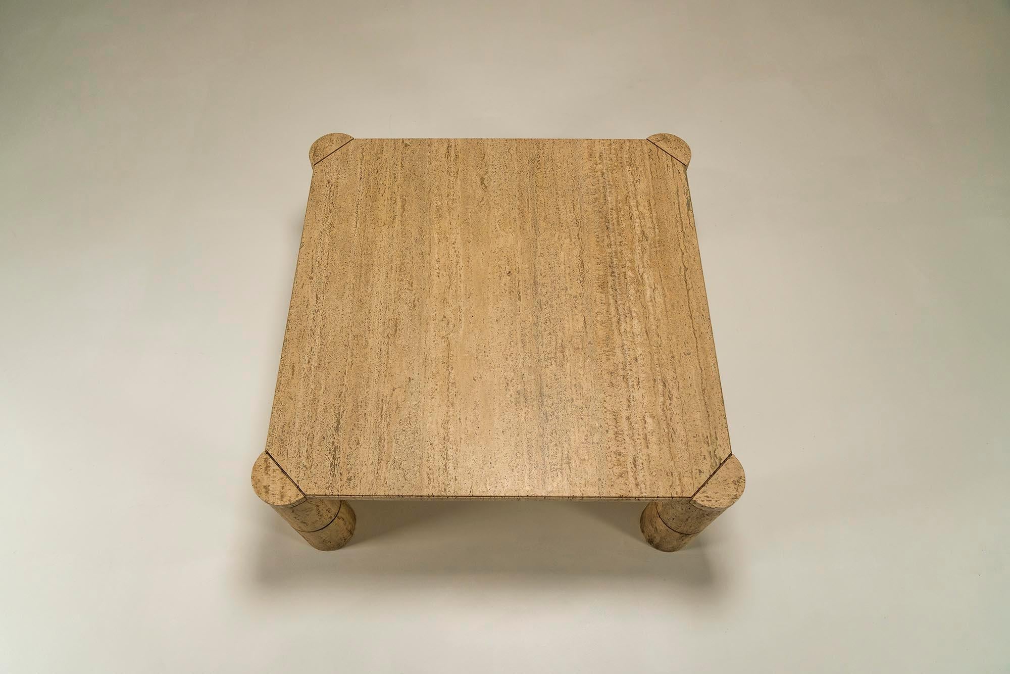 Travertine_Square_Coffee_Table_with_Cylindrical_Legs,_France,_1970s