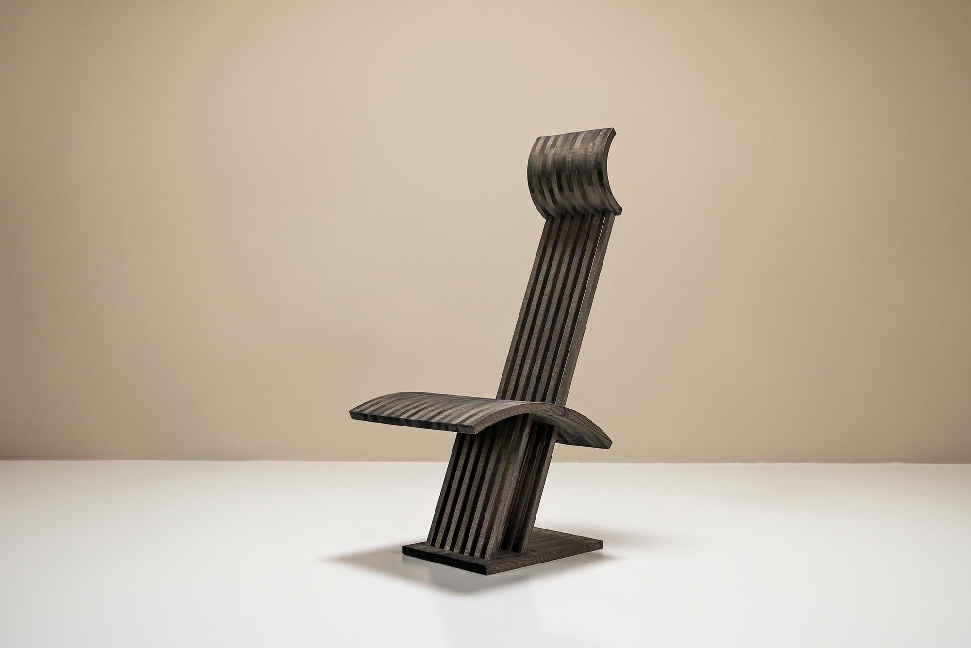 Architectural_Chair_in_Anthracite_Stained_Wood,_Netherlands_1980s