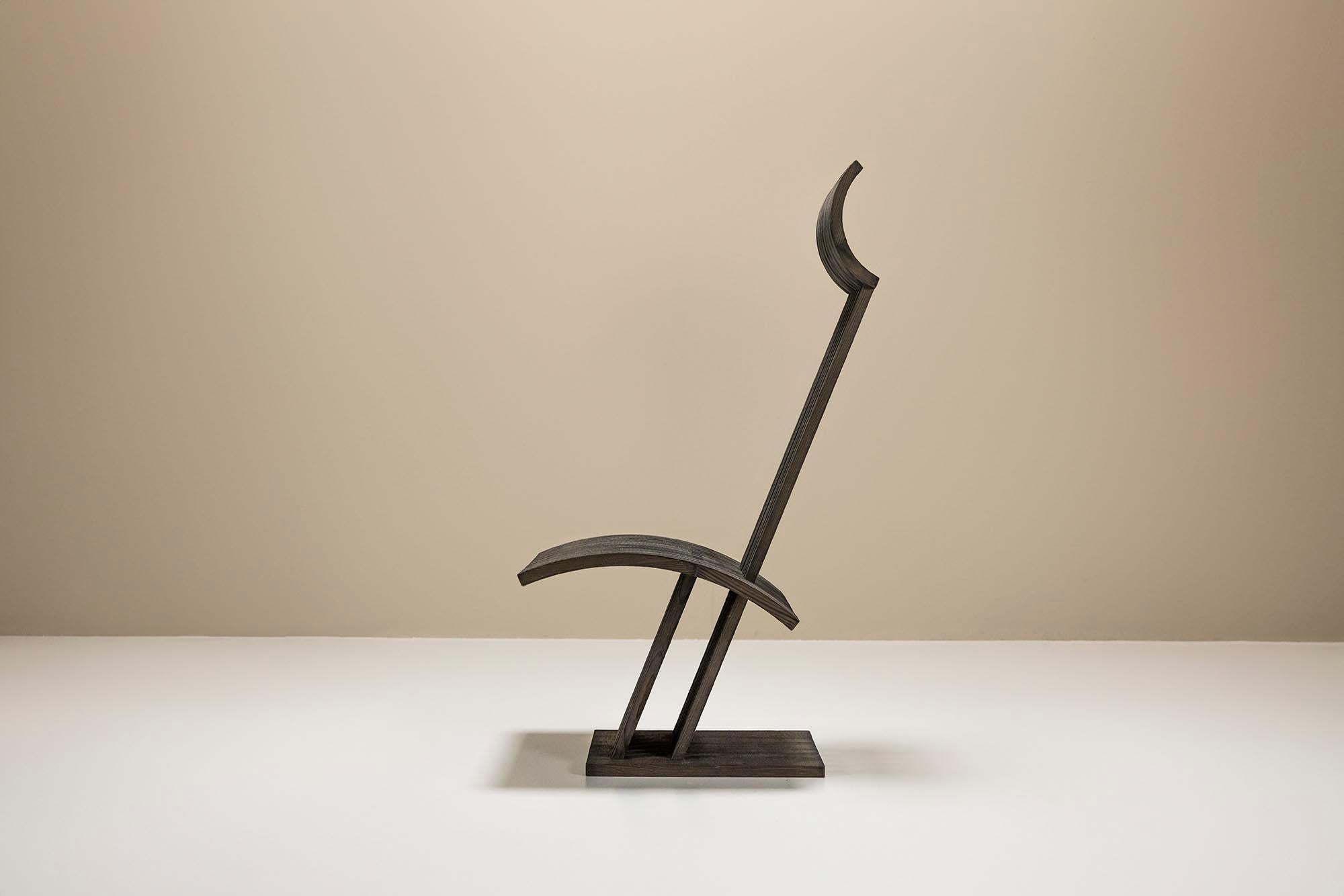 Architectural_Chair_in_Anthracite_Stained_Wood,_Netherlands_1980s