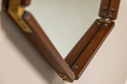 Hexagonal_Wall_Mirror_in_Teak_with_Brass_and_Leather_Strap_1960s_Italy