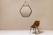 Hexagonal_Wall_Mirror_in_Teak_with_Brass_and_Leather_Strap_1960s_Italy
