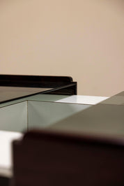 Square_Extendable_Coffee_Table_In_Stained_Beech_With_Glass_Top,_Italy_1960's