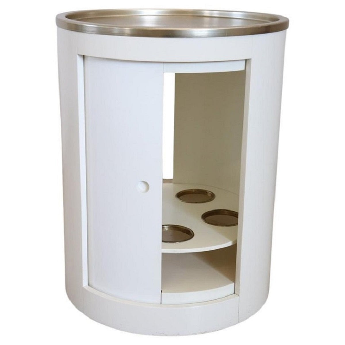 Space_Age_White_Bar_Cart_on_Wheels_with_Sliding_Door,_1960s