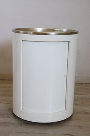 Space_Age_White_Bar_Cart_on_Wheels_with_Sliding_Door,_1960s