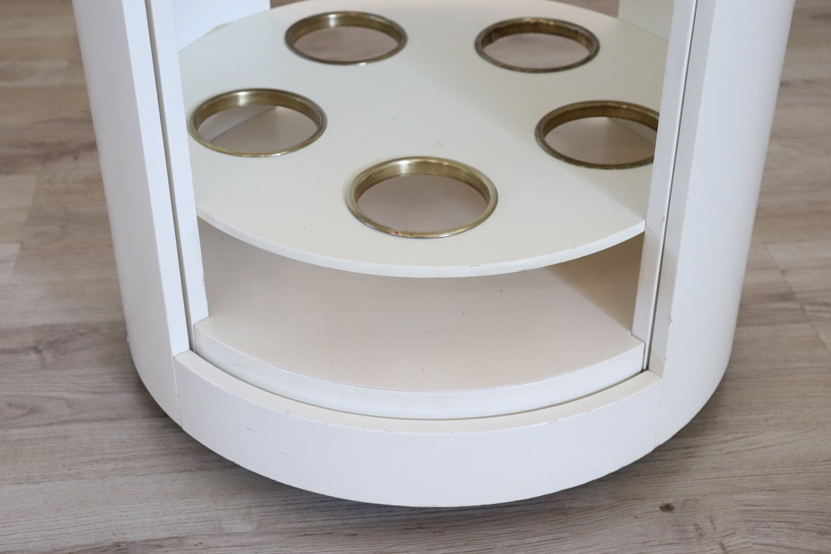 Space_Age_White_Bar_Cart_on_Wheels_with_Sliding_Door,_1960s