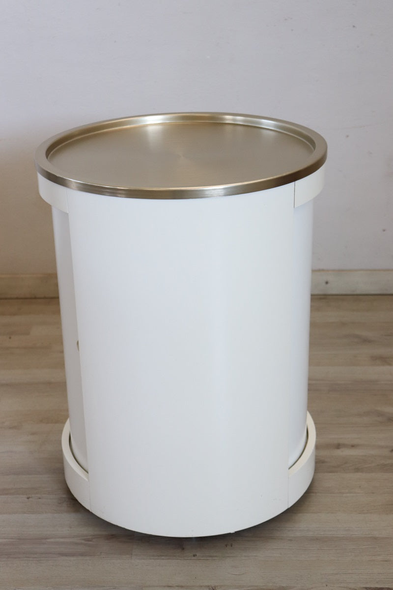 Space_Age_White_Bar_Cart_on_Wheels_with_Sliding_Door,_1960s