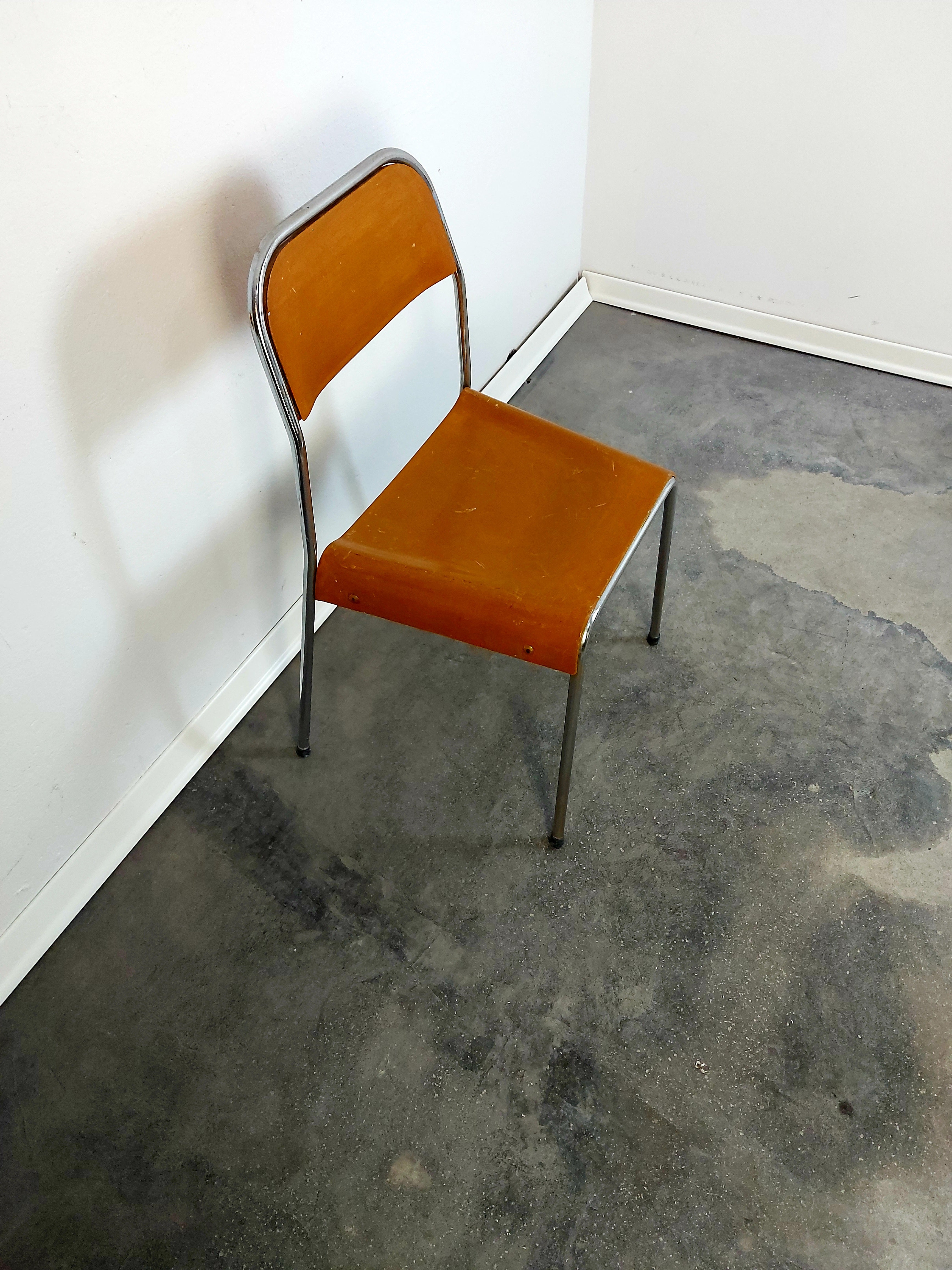 1970s_Stol_Kamnik_Stackable_Chrome_&_Plywood_Chairs_-_Vintage_Industrial/Mid-Century