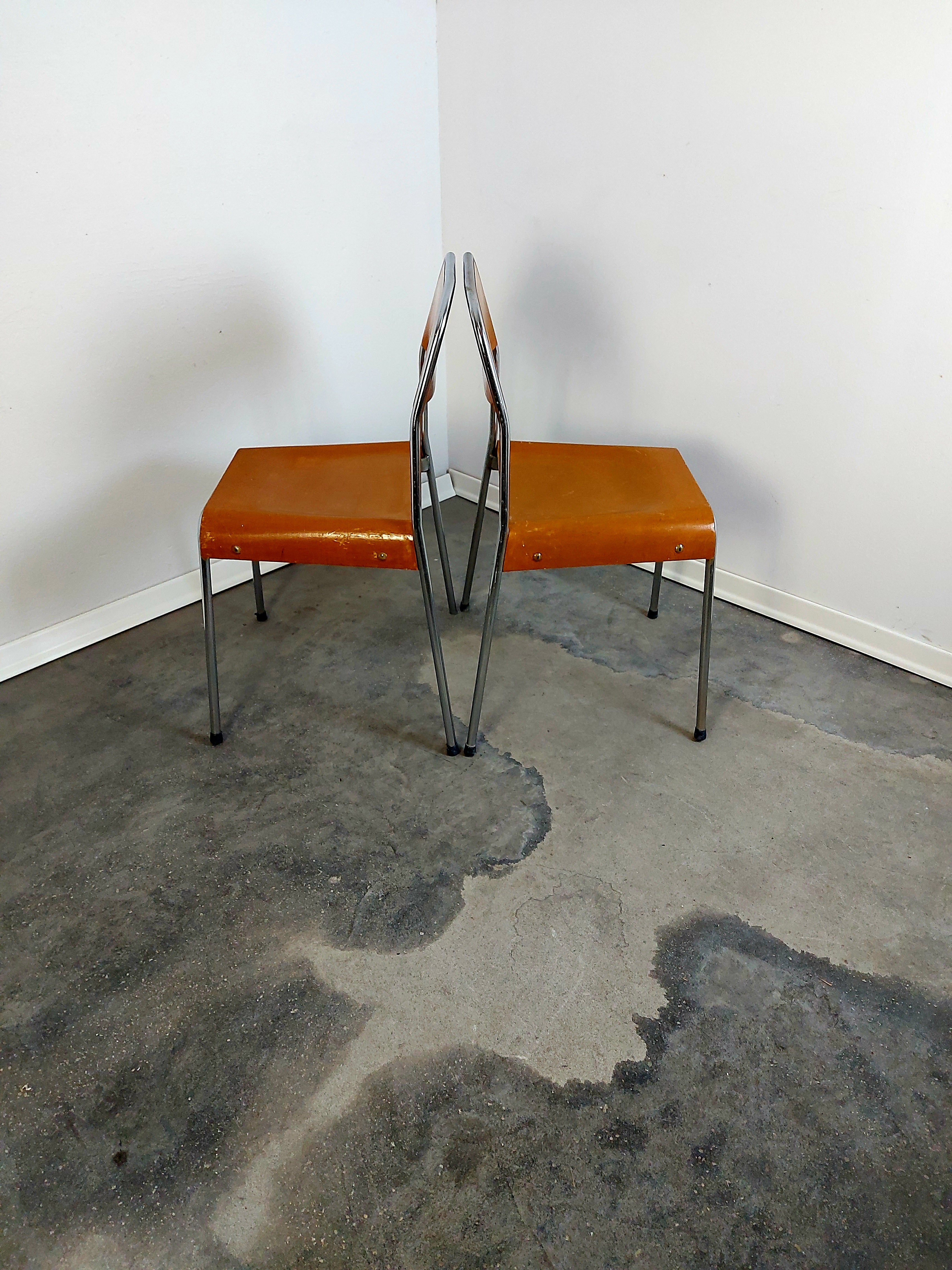 1970s_Stol_Kamnik_Stackable_Chrome_&_Plywood_Chairs_-_Vintage_Industrial/Mid-Century