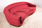 Curved_Italian_Art_Deco_Sofa,_Walnut_&_Red_Fabric,_3-Seat_Crescent_Form,_1930s