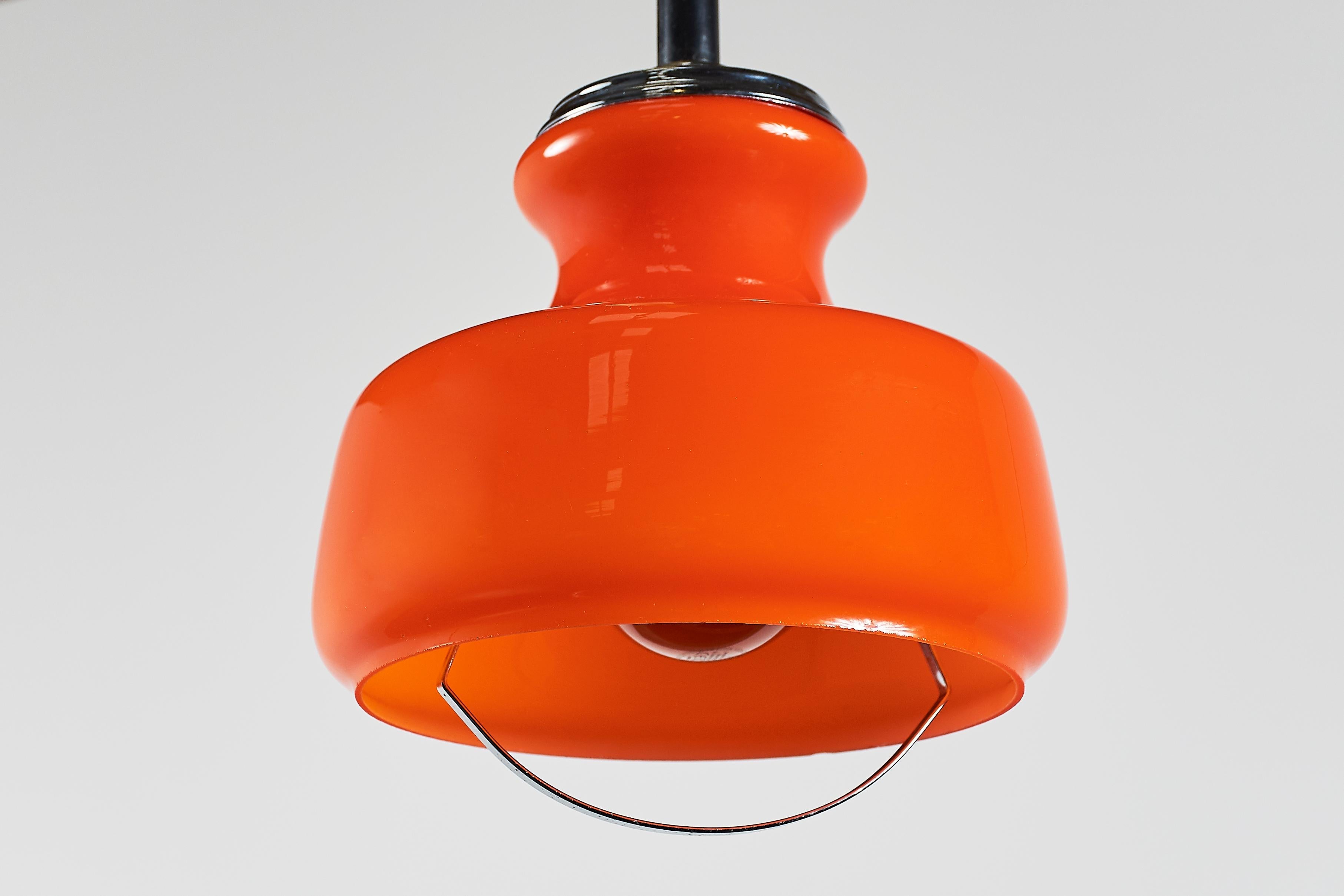 Pendant_Light,_Peill_&_Putzler,_Orange_Glass_And_Chrome,_Mid-Century,_Germany