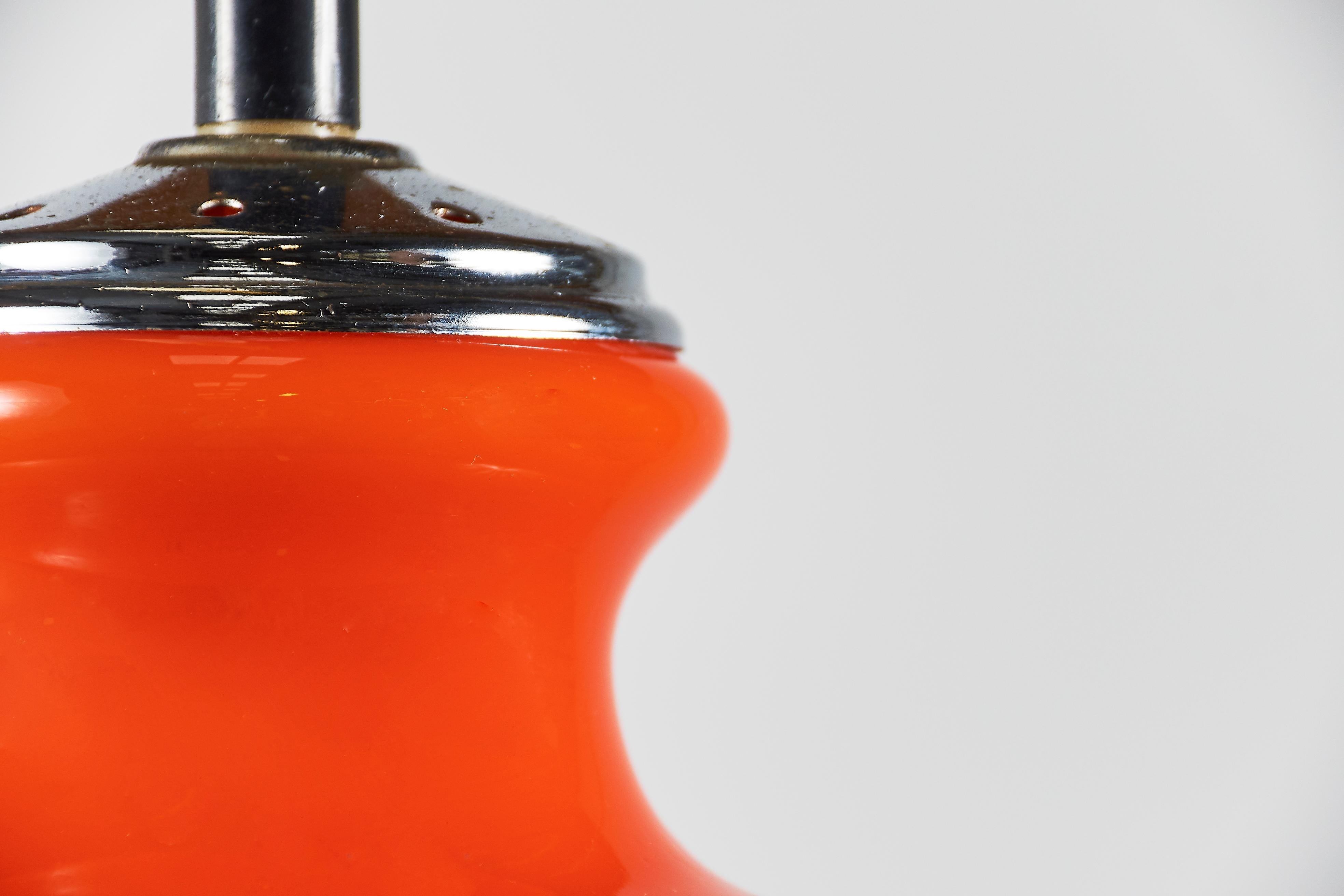 Pendant_Light,_Peill_&_Putzler,_Orange_Glass_And_Chrome,_Mid-Century,_Germany