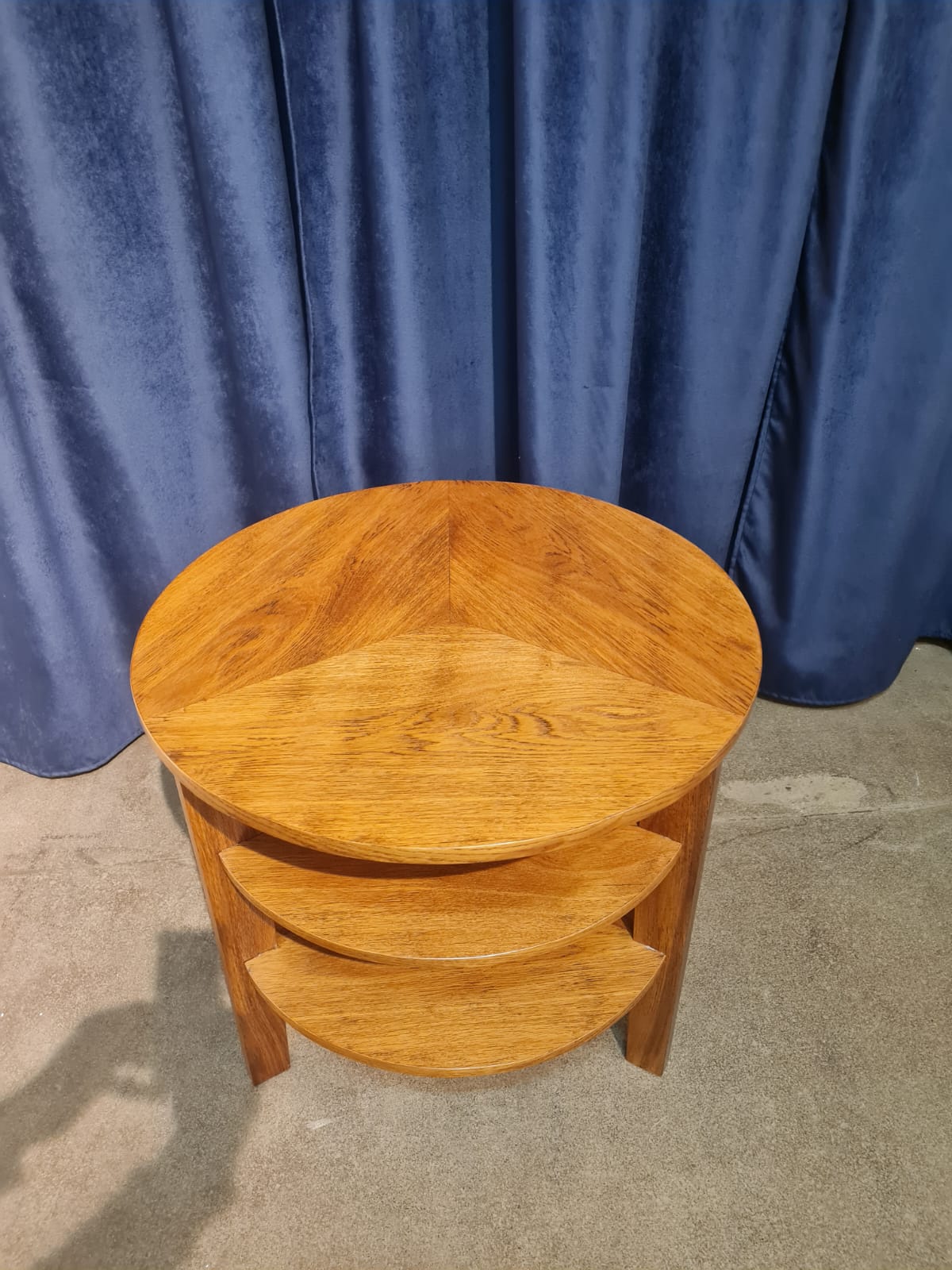 1920s–1930s_Art_Deco_Oak_Veneer_Conference_Coffee_Table_with_Two_Storage_Shelves,_Fully_Restored