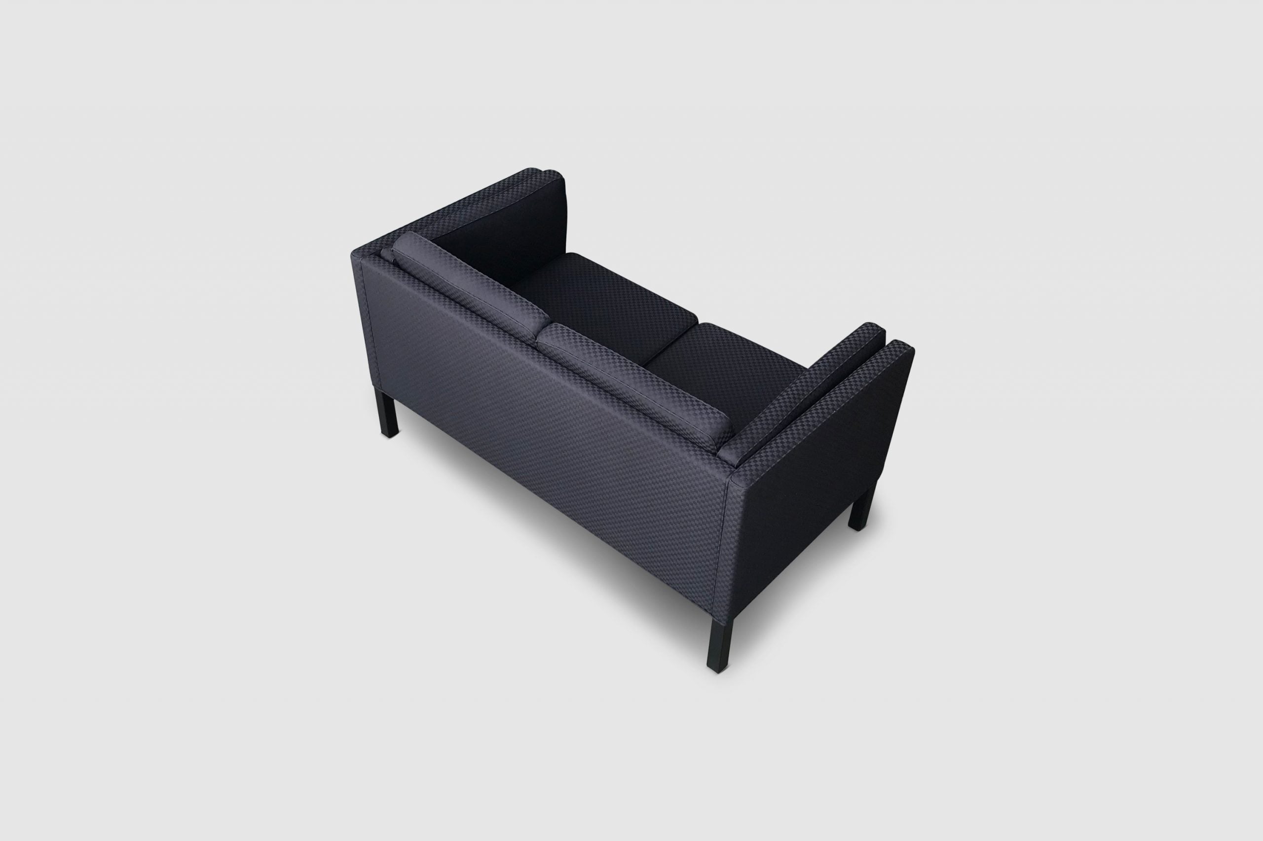 Børge_Mogensen_Model_2332-85_Two-Seater_Loveseat_Sofa_for_Fredericia,_Black_Fabric_and_Solid_Ash_Wood