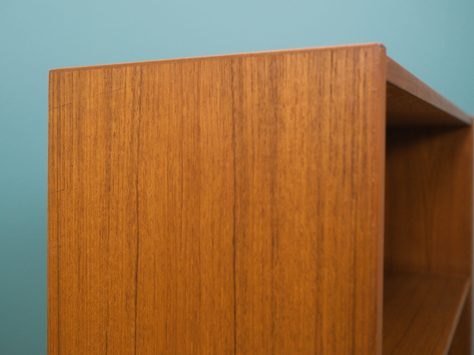 1970s_Danish_Teak_Bookcase_with_Black_Wooden_Legs,_Scandinavian,_Open_Shelving