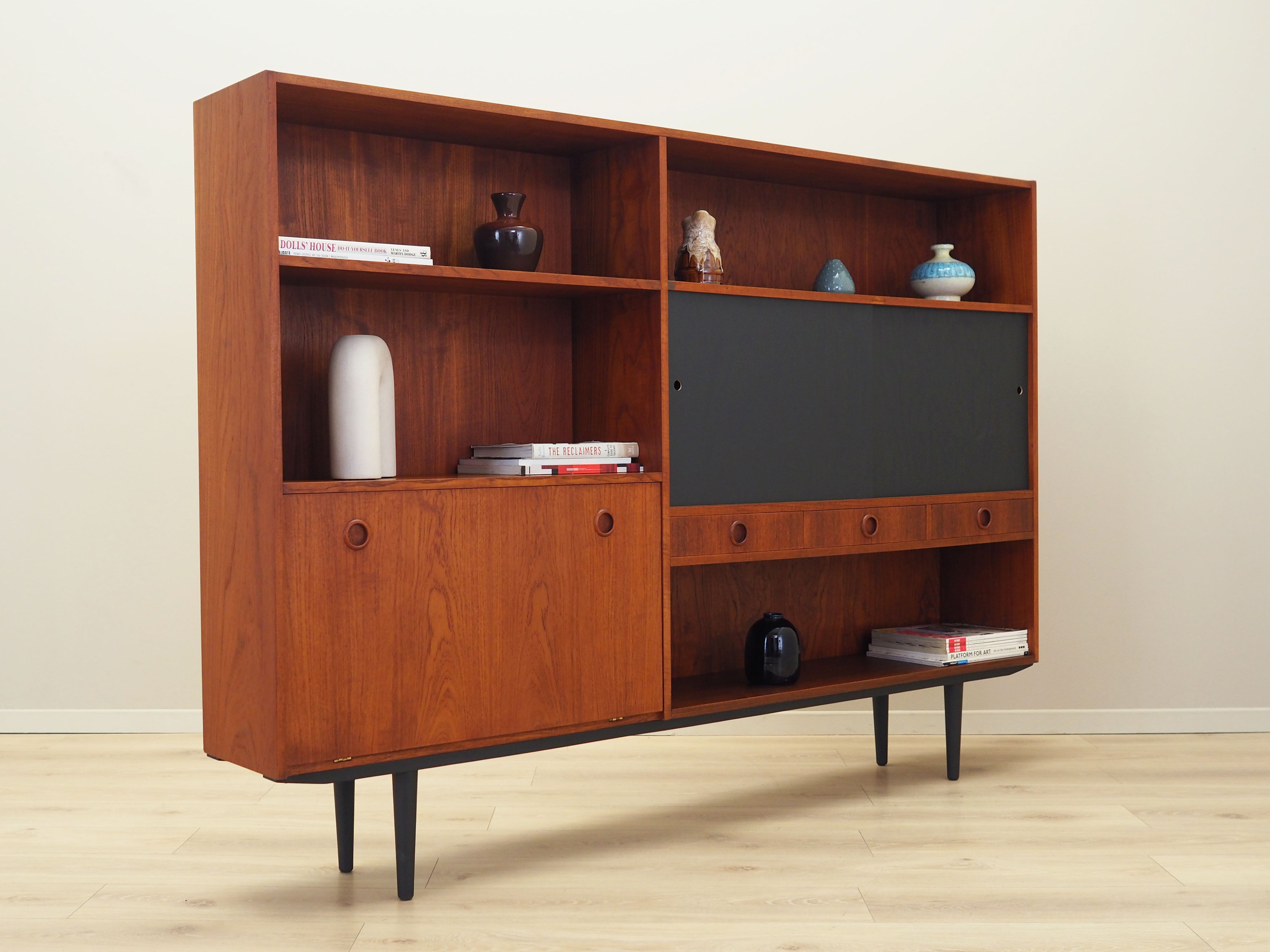 1970s_Danish_Teak_Bookcase_with_Sliding-Door_Cabinet,_Three_Drawers_and_Bar_Compartment