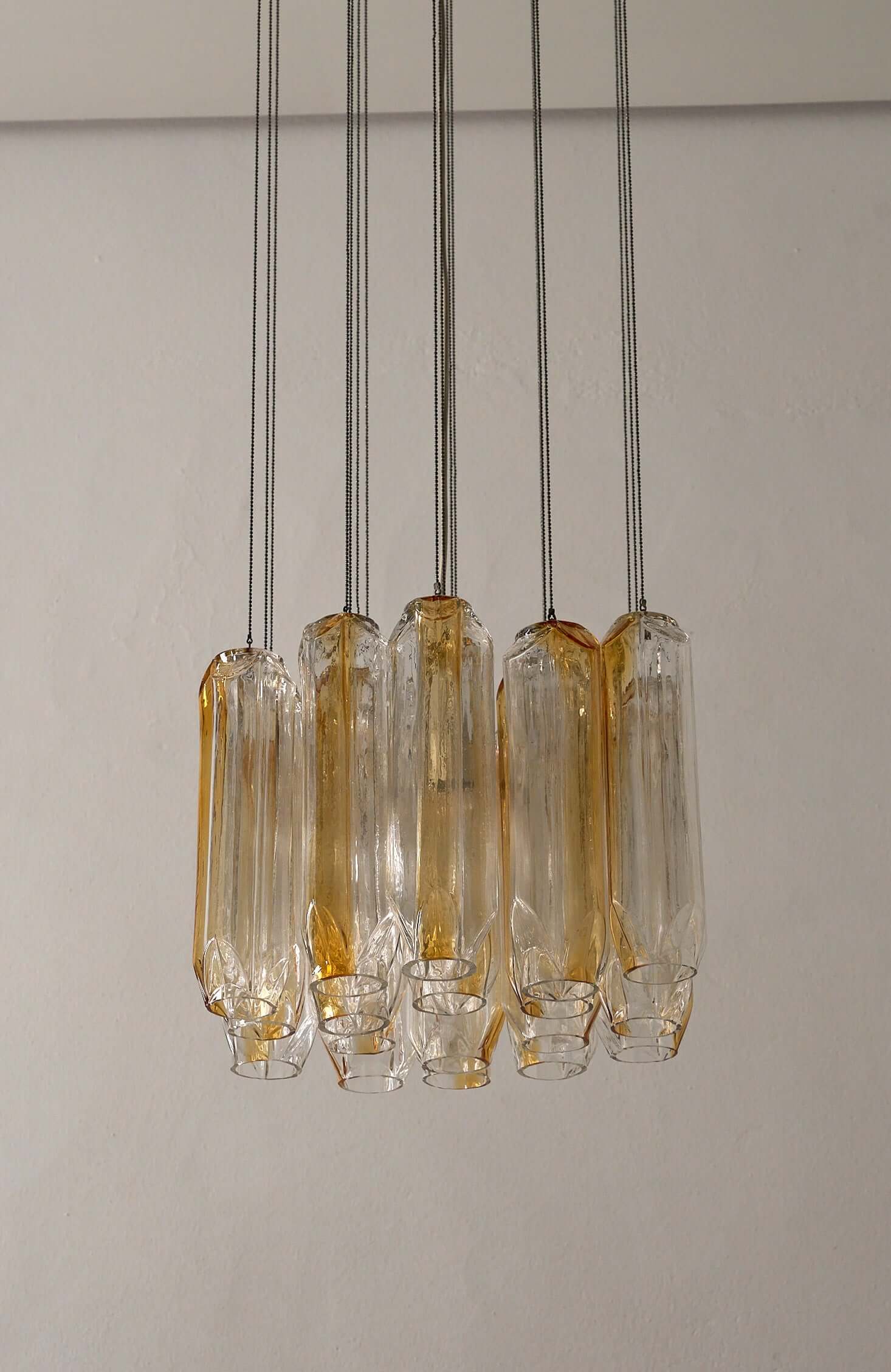 'Quadrifoglio'_Pendant_Light,_VeArt,_Murano_Glass_&_Metal,_1970s,_Italy