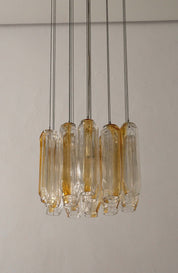 'Quadrifoglio'_Pendant_Light,_VeArt,_Murano_Glass_&_Metal,_1970s,_Italy