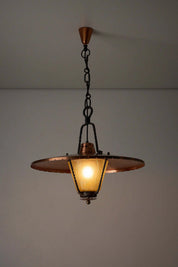 Wrought_Iron_Pendant_Lamp,_Copper_and_Textured_Glass,_1950s,_Europe