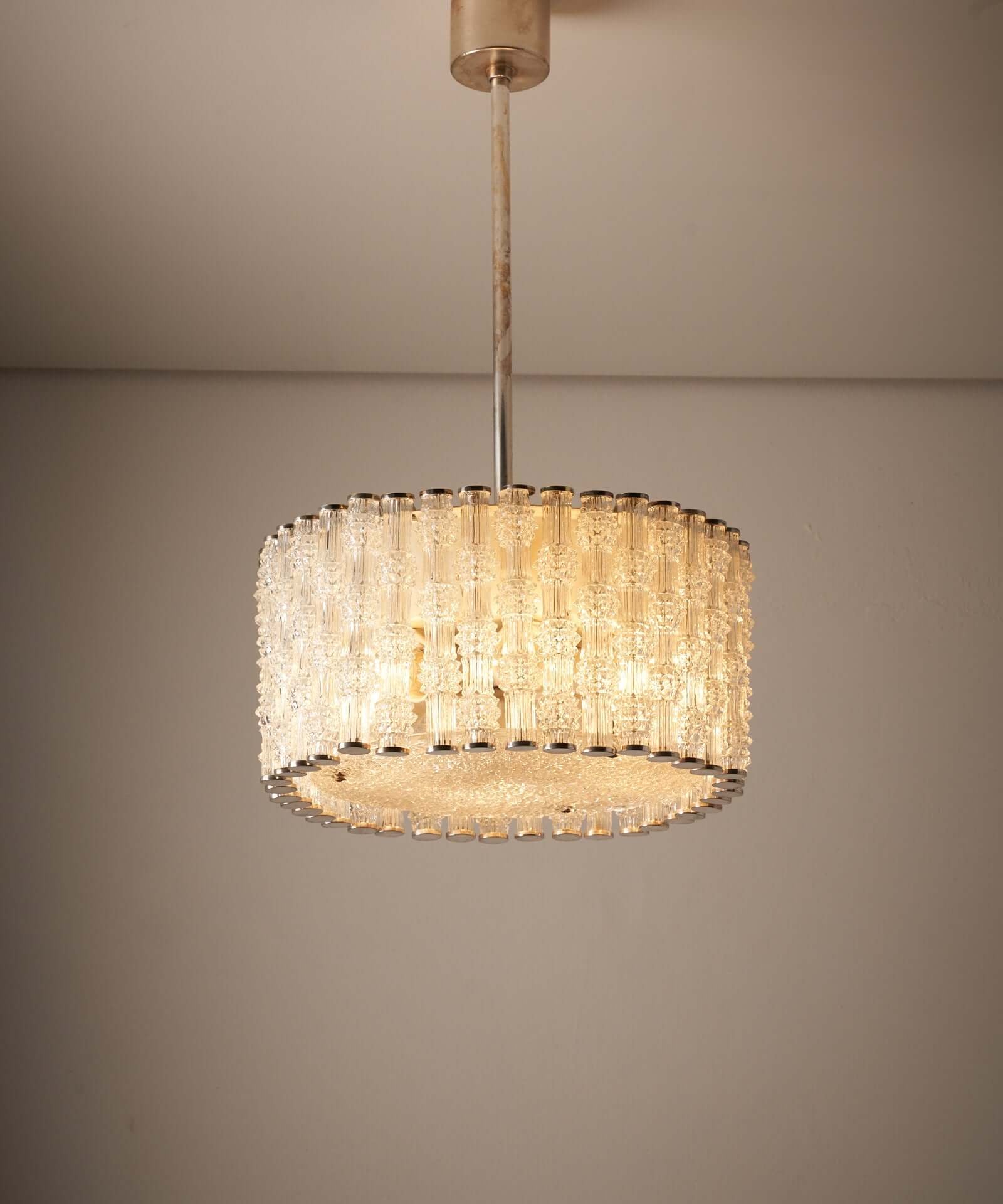 Glass_Pendant_Light,_Kaiser_Leuchten,_Nickel_Patina,_1970,_Germany