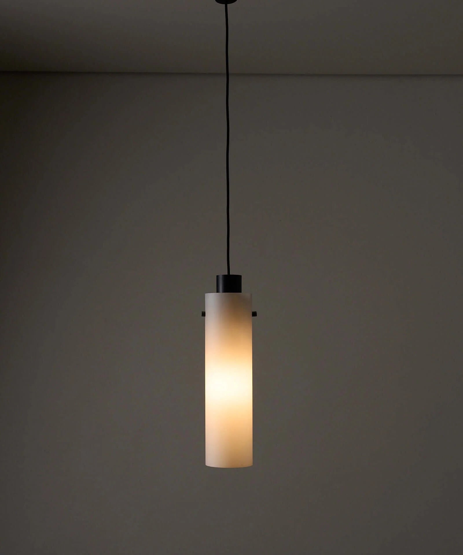 Sleek_Cylindrical_Pendant_with_Glass_Diffuser,_Cosack,_Opaline_Glass,_1960,_Germany