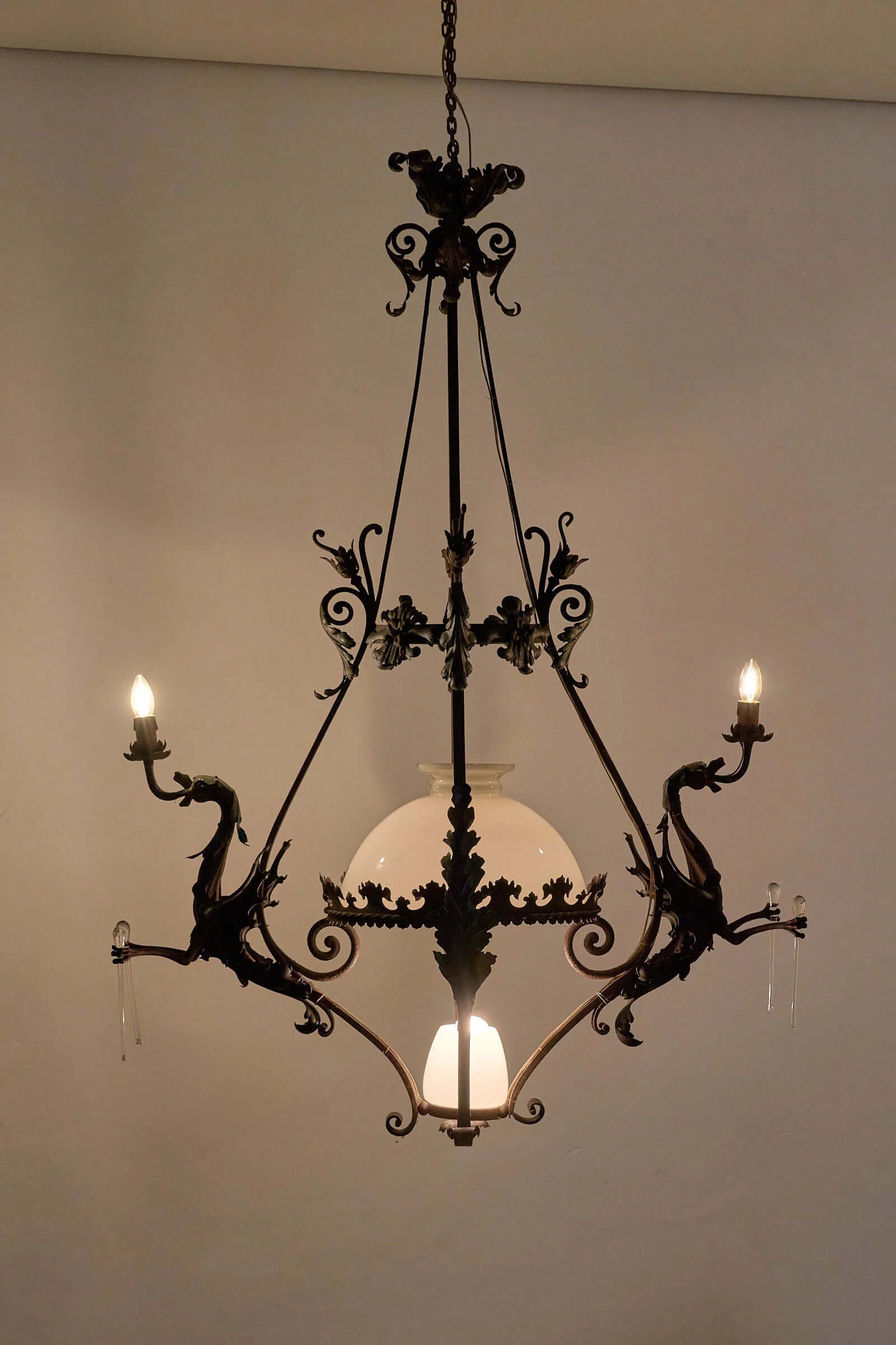 Dragon_Chandelier,_Wrought_Iron_&_Glass,_circa_1900,_Belgium