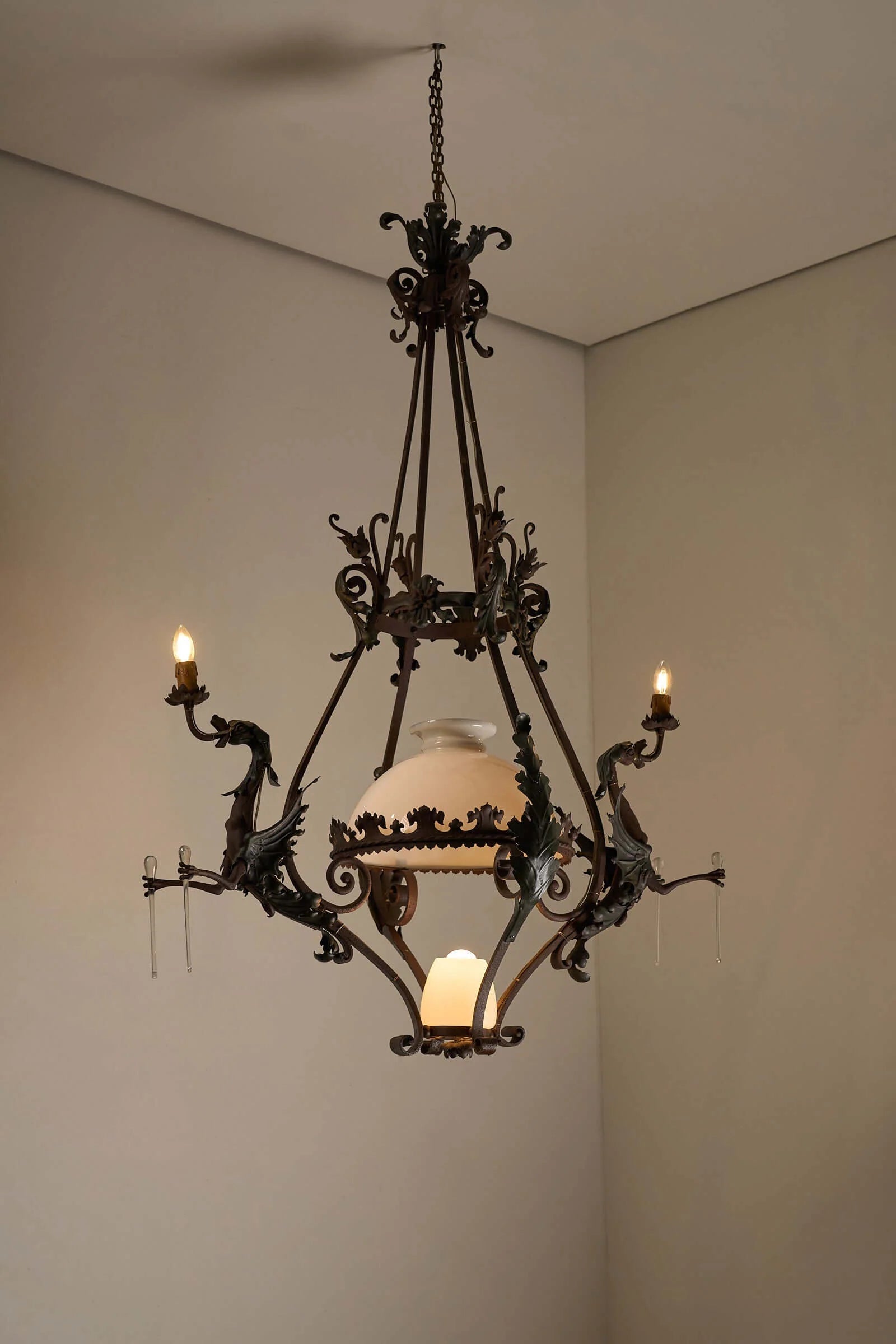 Dragon_Chandelier,_Wrought_Iron_&_Glass,_circa_1900,_Belgium