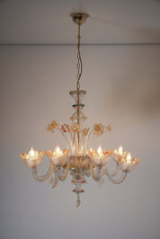 Murano_Glass_Flower_Chandelier_with_Gilt_Accents,_1960s,_Italy