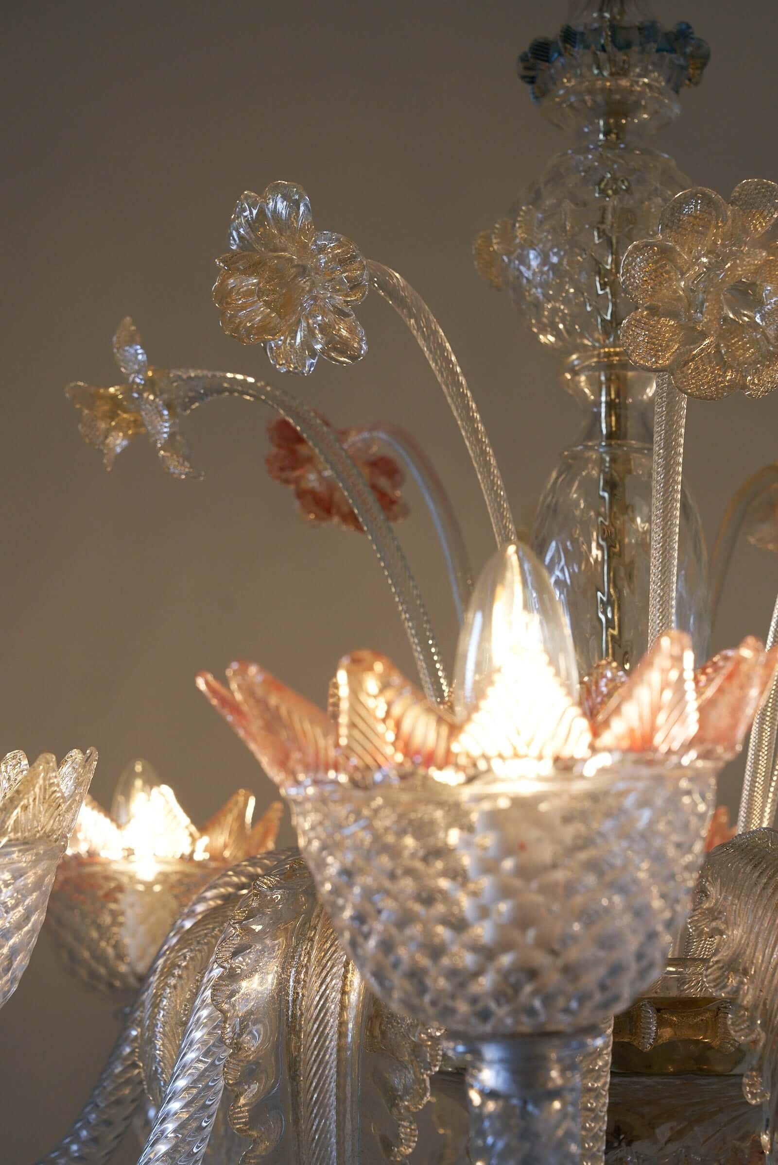 Murano_Glass_Flower_Chandelier_with_Gilt_Accents,_1960s,_Italy