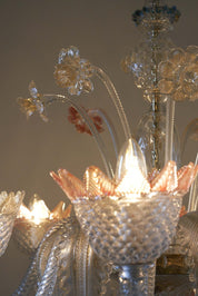 Murano_Glass_Flower_Chandelier_with_Gilt_Accents,_1960s,_Italy