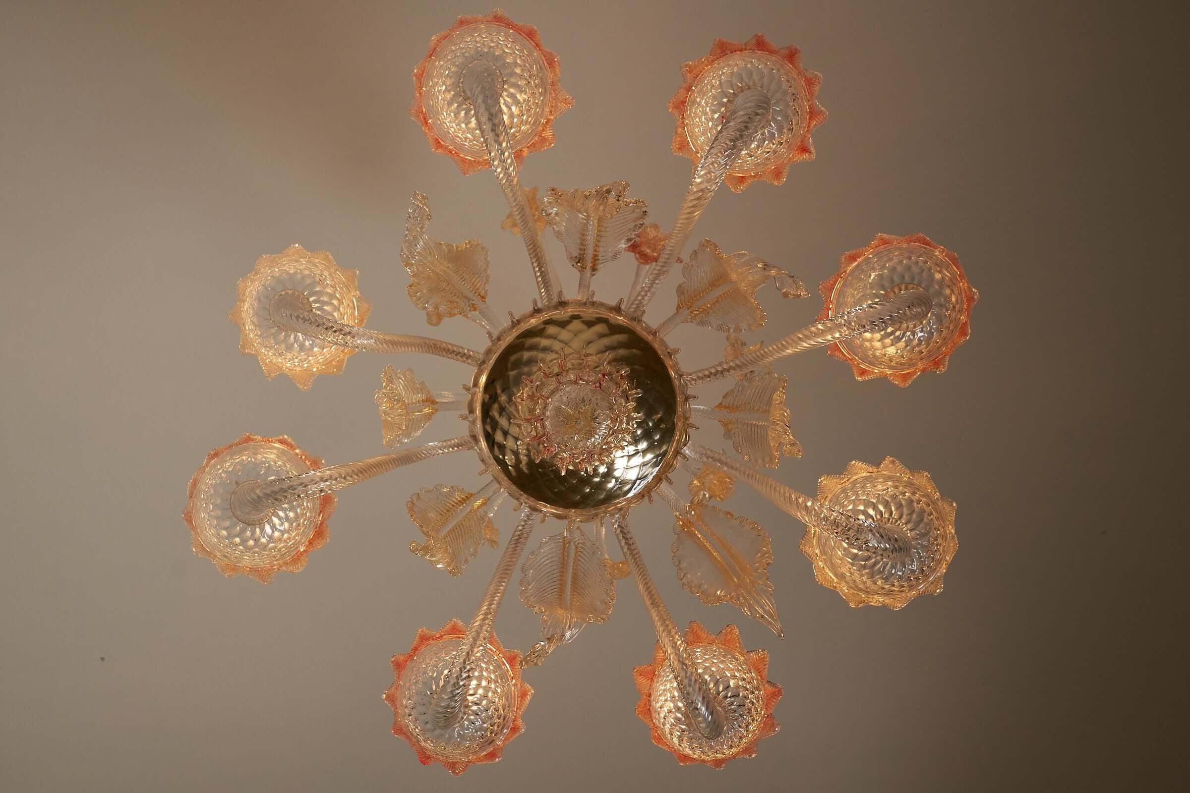 Murano_Glass_Flower_Chandelier_with_Gilt_Accents,_1960s,_Italy