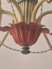 French_Hot_Air_Balloon_Chandelier_in_Gilt_Iron_and_Painted_Tole,_Mid_Century_Decorative_Ceiling_Light