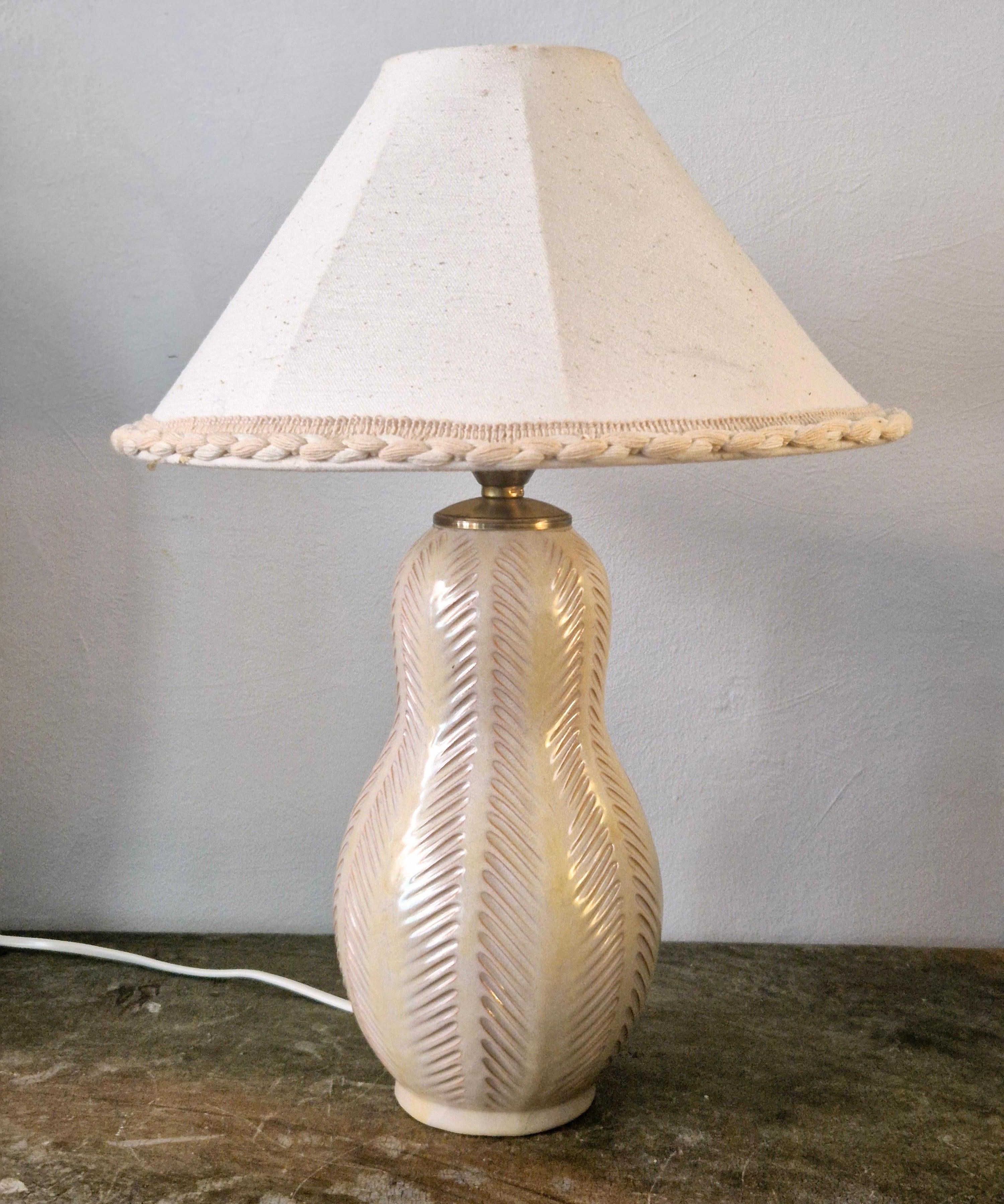 Swedish_Modern_table_lamp_with_ceramic_base_by_Anna-Lisa_Thomson,_mid1900s.