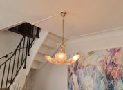 Reijmyre_Pendant,_Brass_with_Clam-Shaped_Glass,_Sweden_1980/90s_Art_Deco-Style