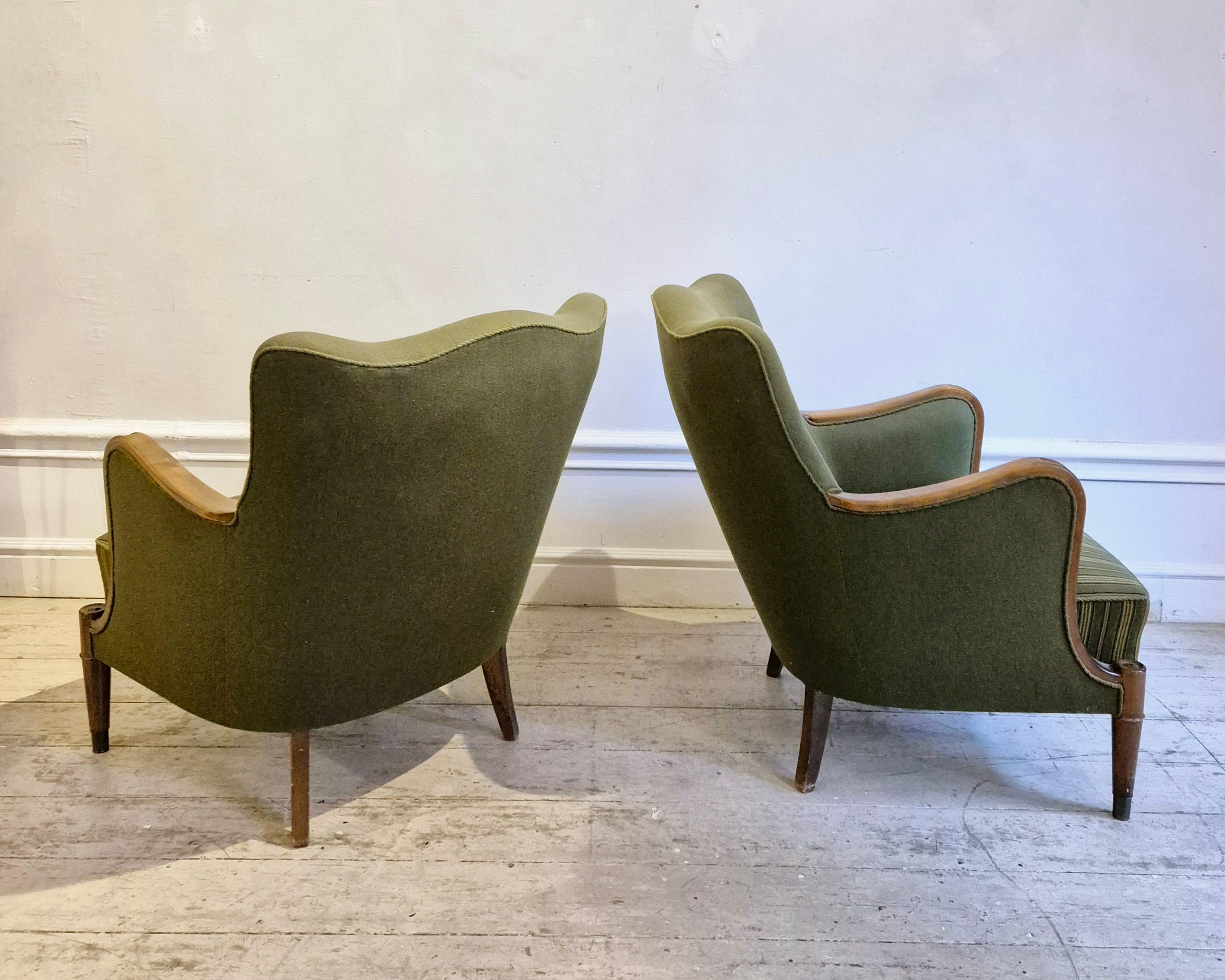 Set_of_2_Danish_Modern_armchairs_by_Alfred_Christensen._Beautiful_shape,_brass_feet.