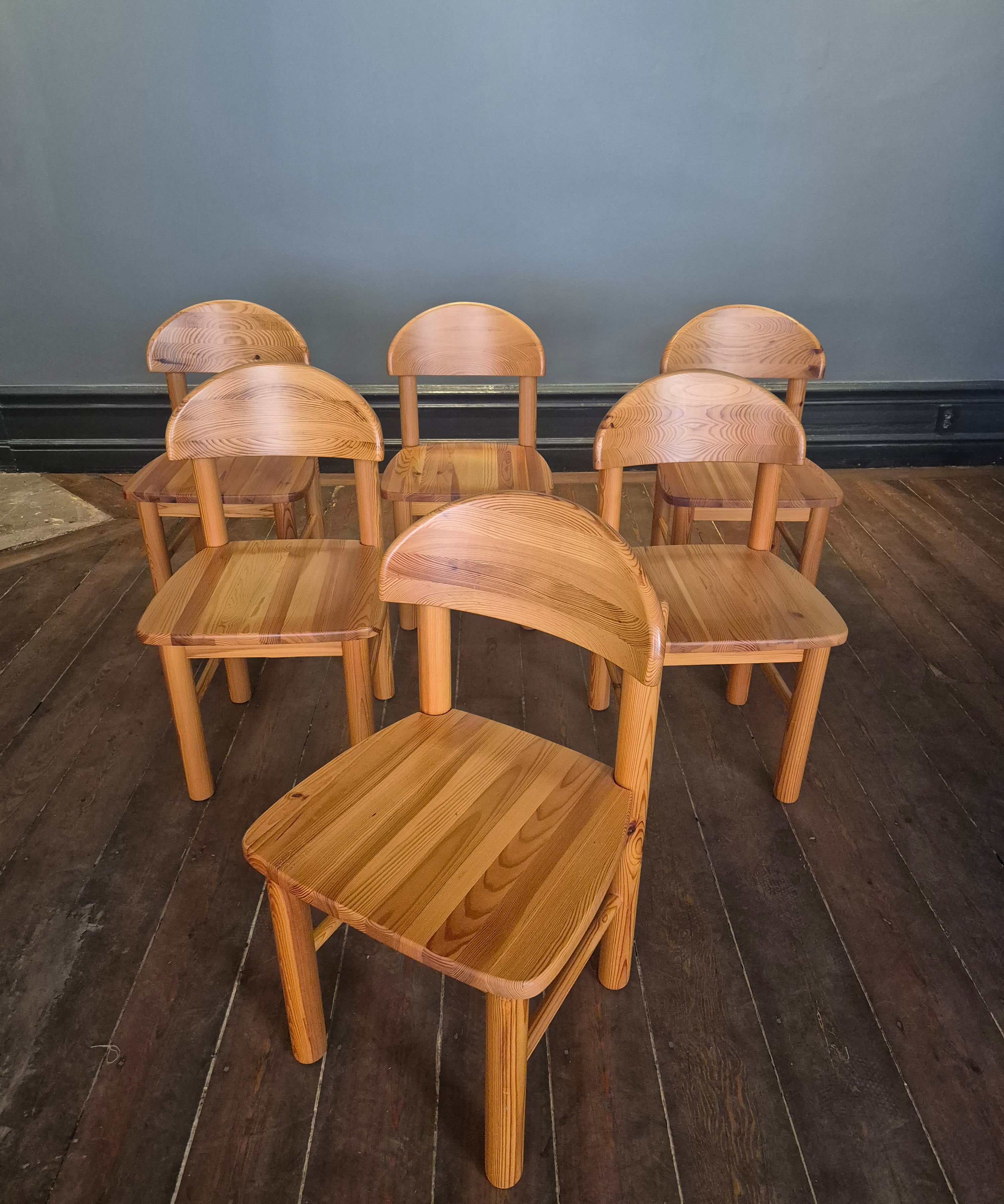Set_of_six__brutalist_pine_chairs_by_Rainer_Daumiller,_Denmark_1970s.