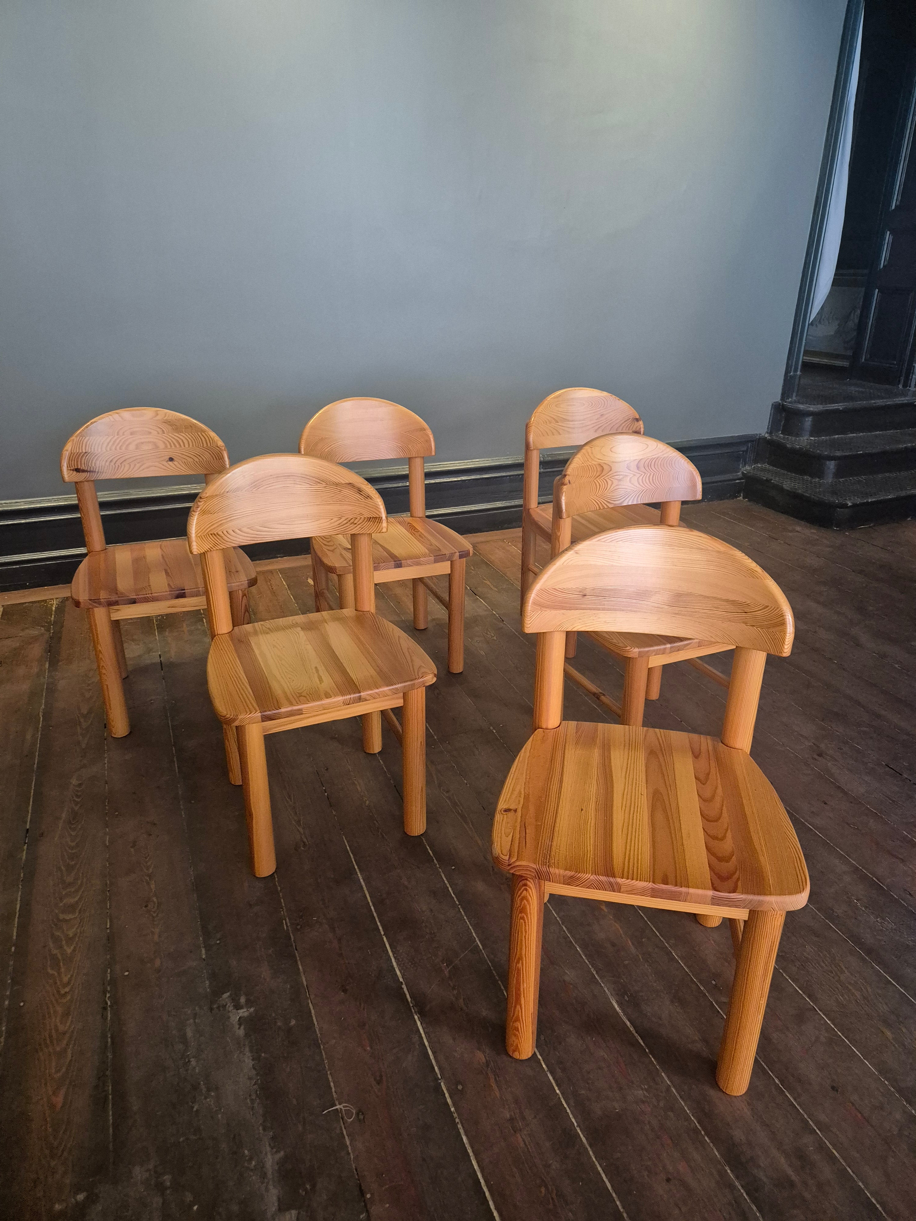 Set_of_six__brutalist_pine_chairs_by_Rainer_Daumiller,_Denmark_1970s.