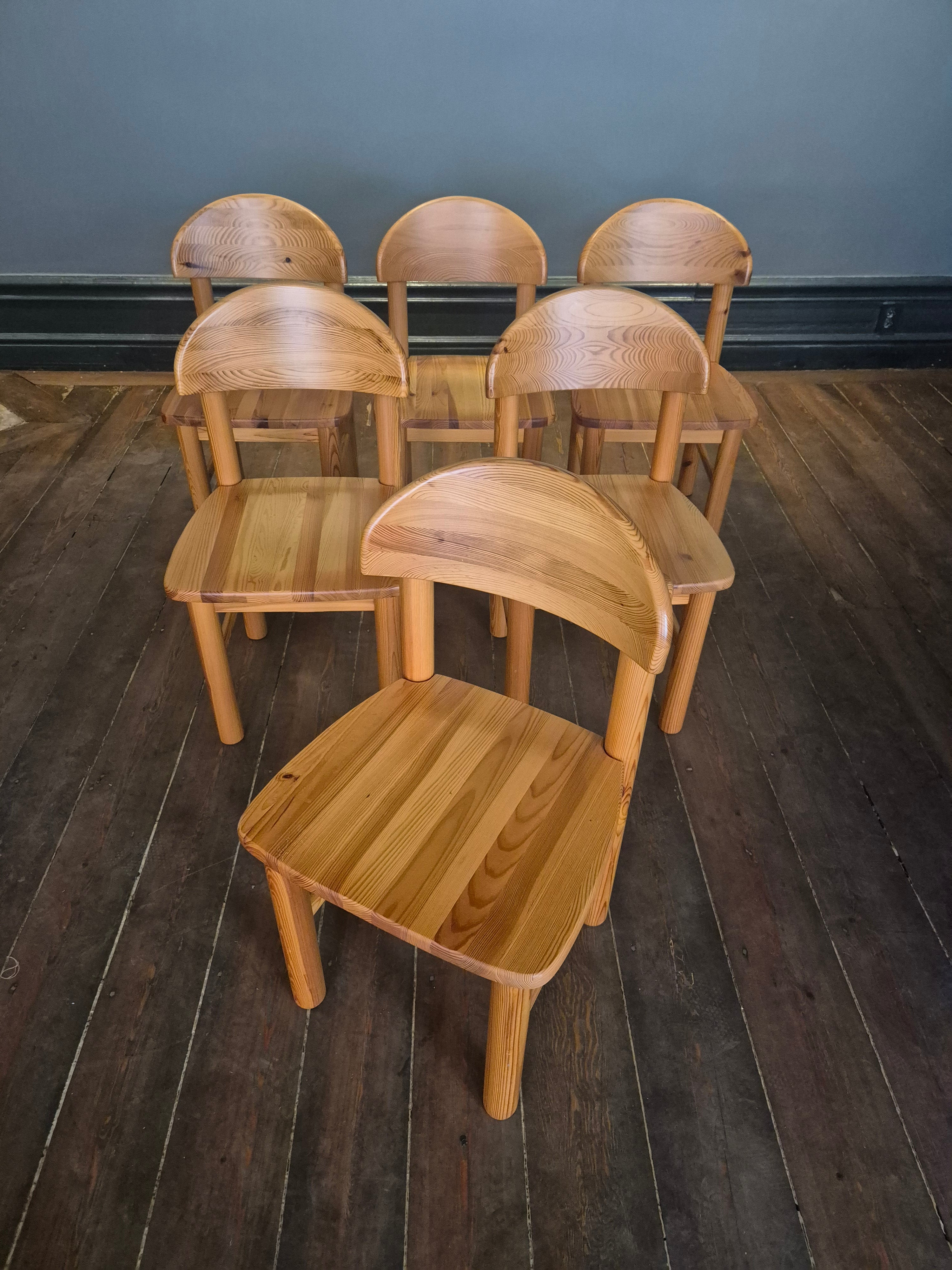 Set_of_six__brutalist_pine_chairs_by_Rainer_Daumiller,_Denmark_1970s.