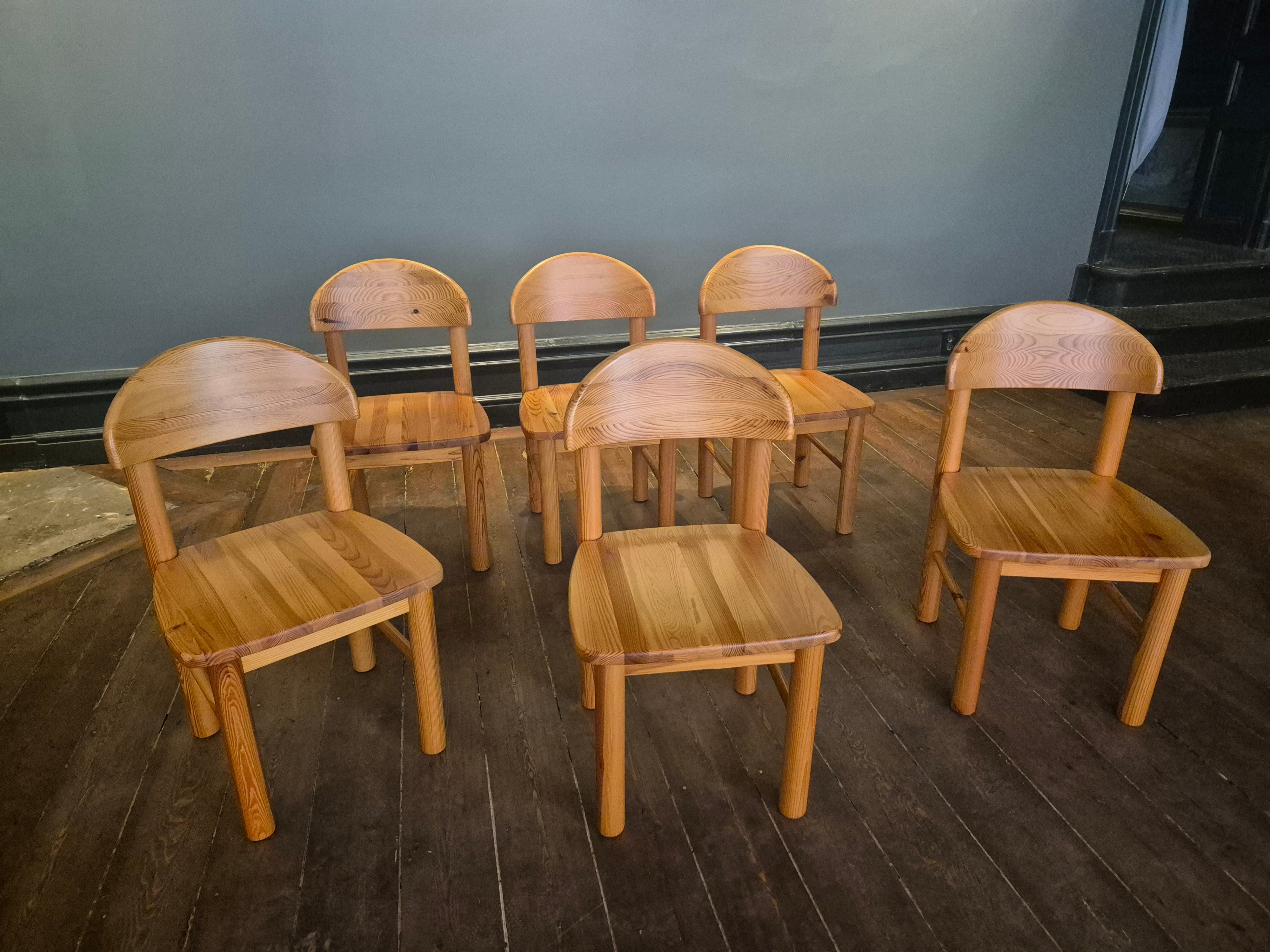 Set_of_six__brutalist_pine_chairs_by_Rainer_Daumiller,_Denmark_1970s.