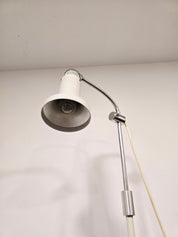 Vintage_Adjustable_Gooseneck_Floor_Lamp_in_White_Metal_and_Chrome_with_Tripod_Base,_1970s