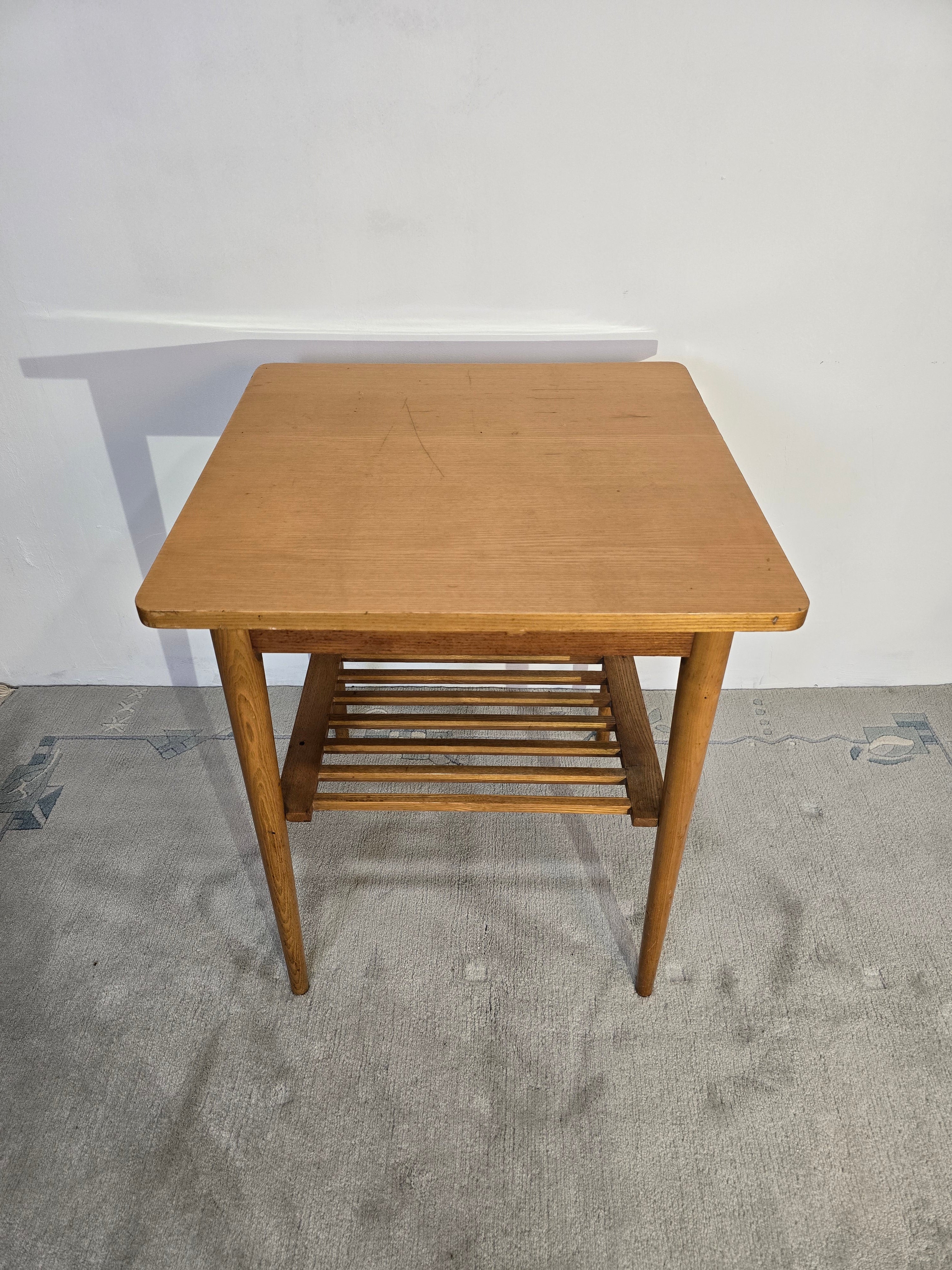 Vintage_Scandinavian-Style_Hardwood_Coffee_Table_with_Slatted_Shelf,_Mid-Century_Modern,_1970s