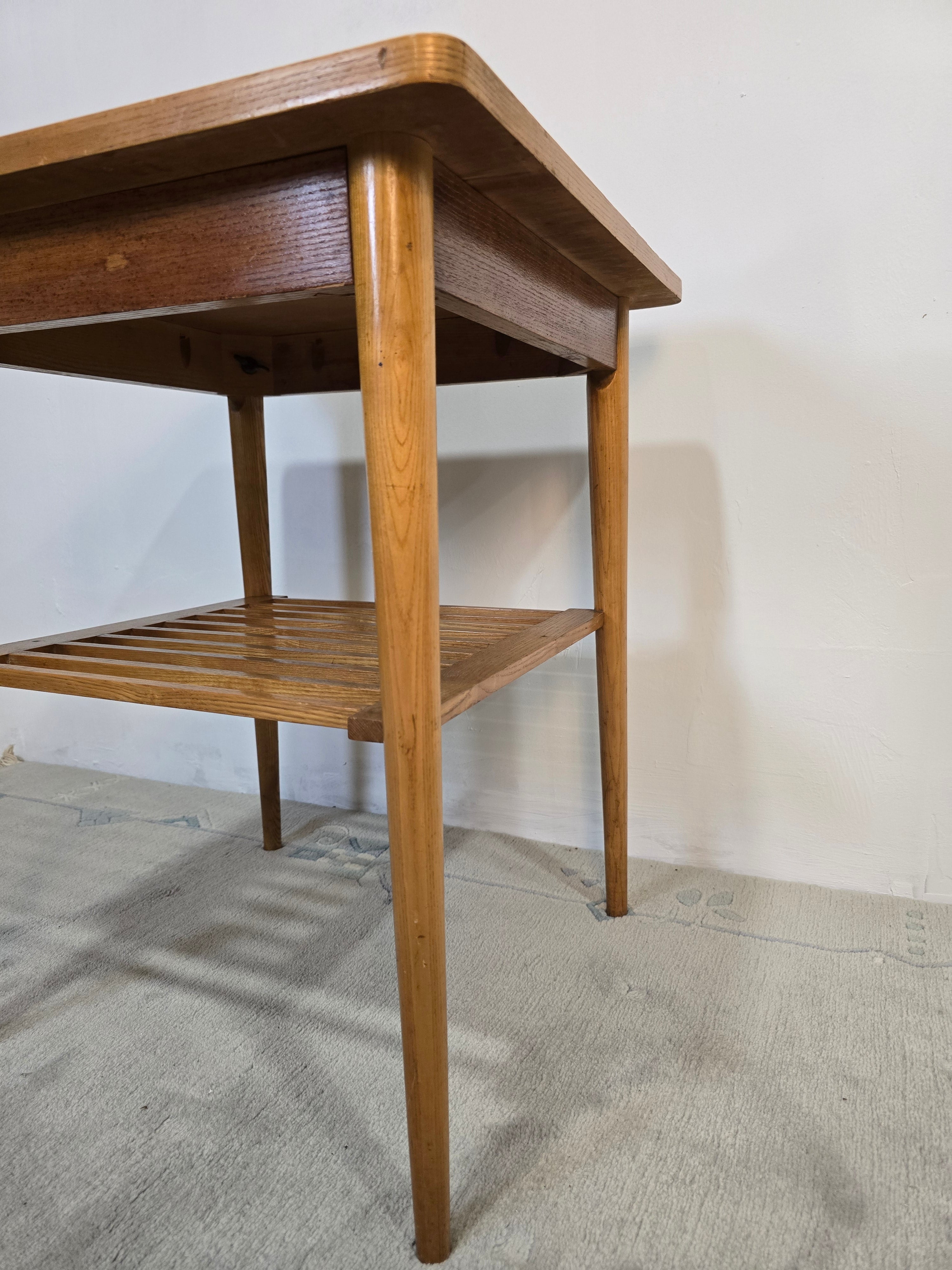 Vintage_Scandinavian-Style_Hardwood_Coffee_Table_with_Slatted_Shelf,_Mid-Century_Modern,_1970s