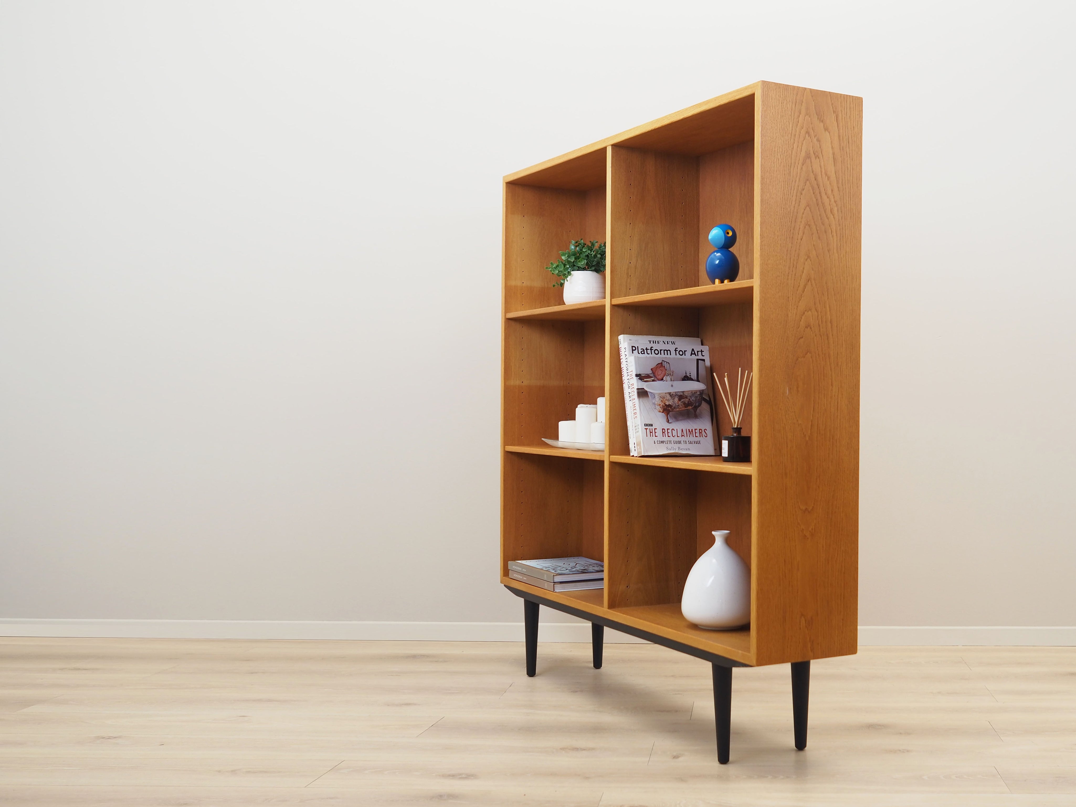 960s_B_rge_Mogensen_Ash_Bookcase_Adjustable_Shelves_Cable_Access_Black_Wood_Legs