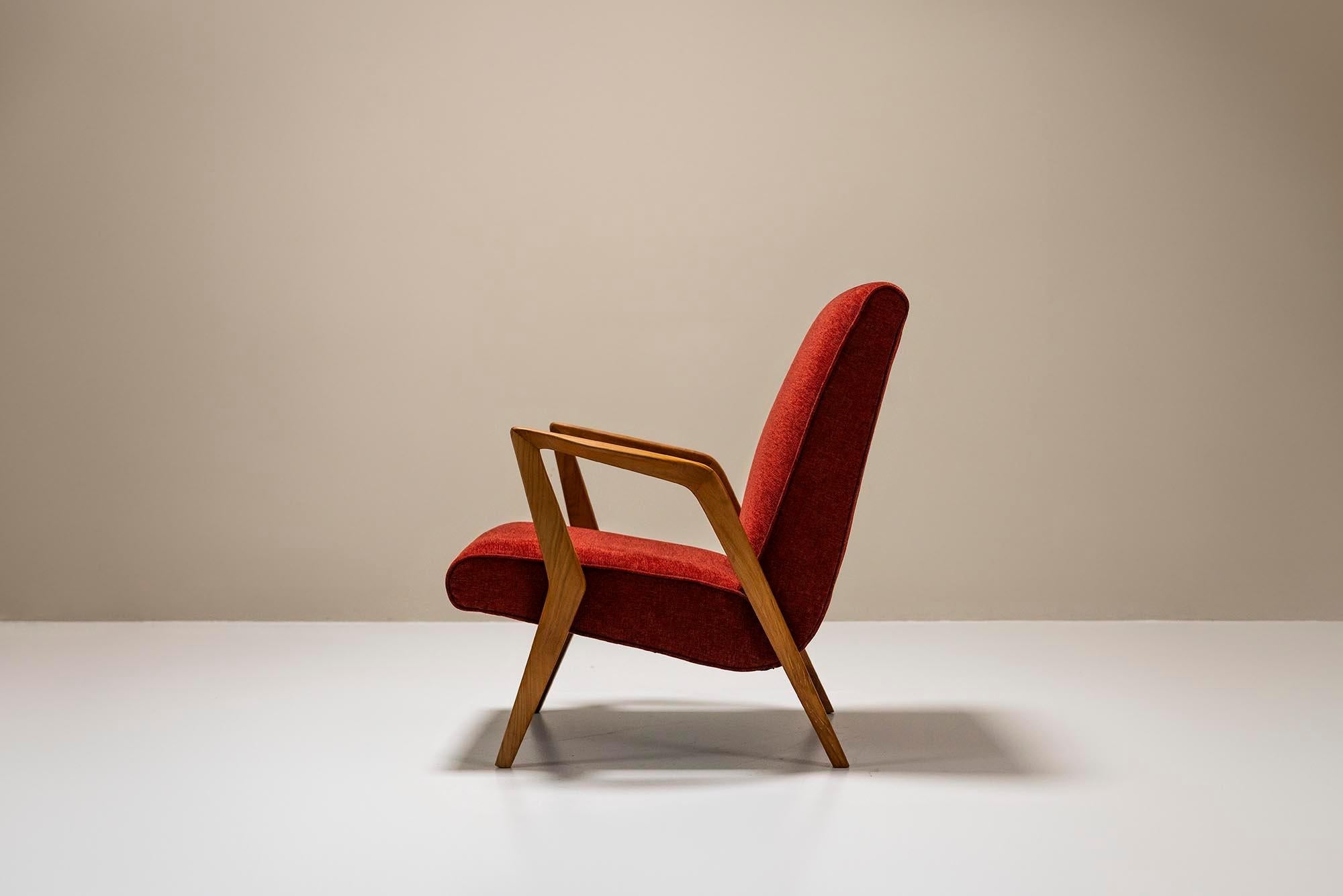 Armchair_In_Walnut_And_Burgundy_Upholstery_Italy_1960_s