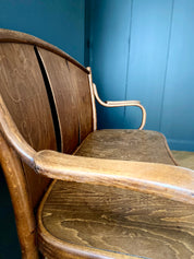 Bistro_style_bench_in_embossed_wood_stamped_Thonet_-_early_20th_century.