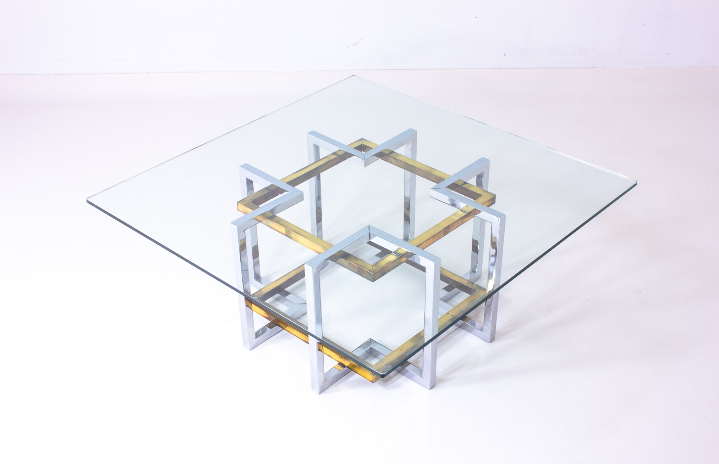 Brass_chrome_geometrical_Regency_coffee_table