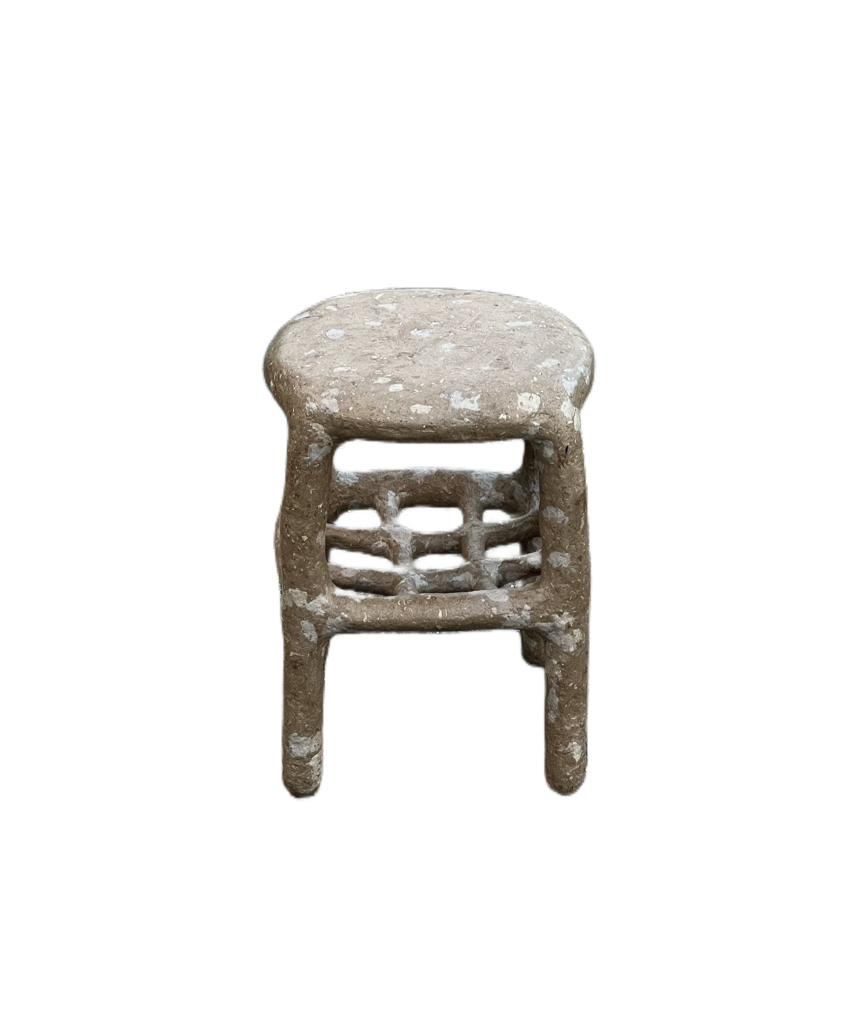 Brown_terazzo_papier-mache_stool_or_table
