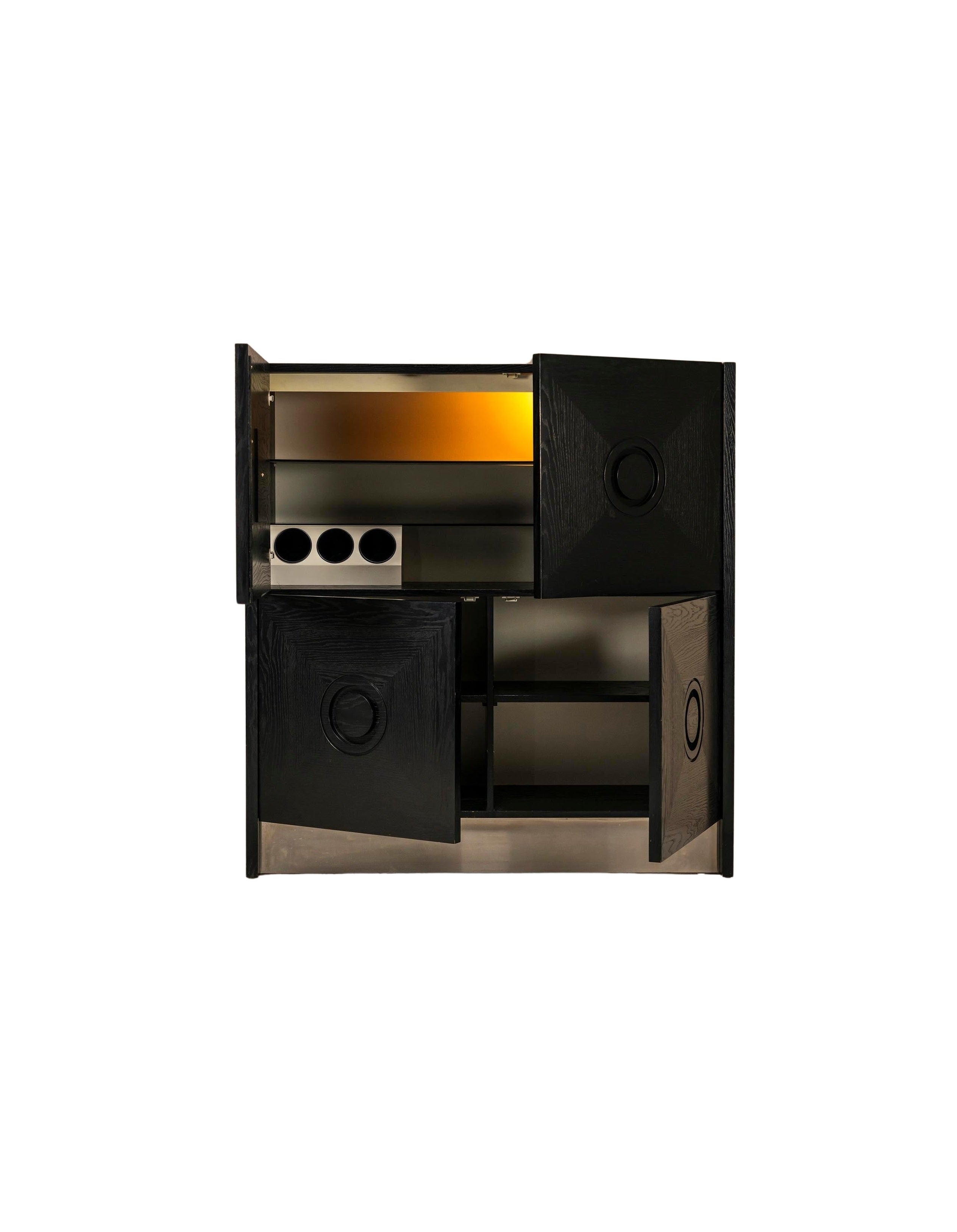 Brutalist_Highboard_In_Stained_Oak_And_Brushed_Steel_Belgium_1970s
