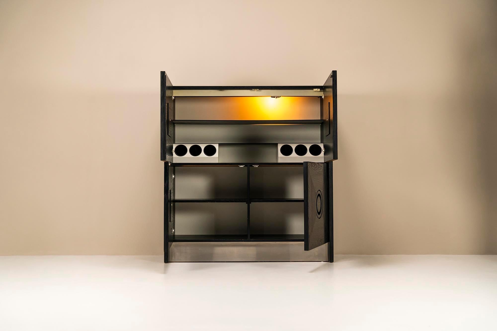 Brutalist_Highboard_In_Stained_Oak_And_Brushed_Steel_Belgium_1970s