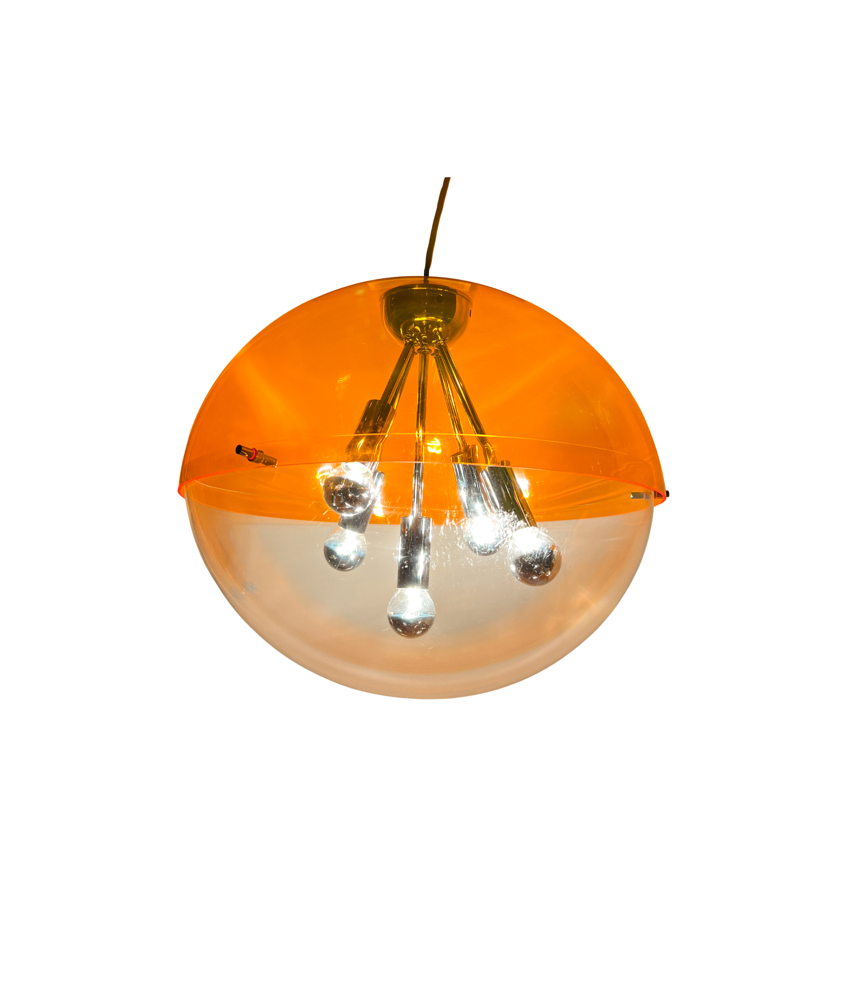 Space Age Orange and Chrome Sputnik Pendant Lamp by RAAK Amsterdam, 1960s–1970s